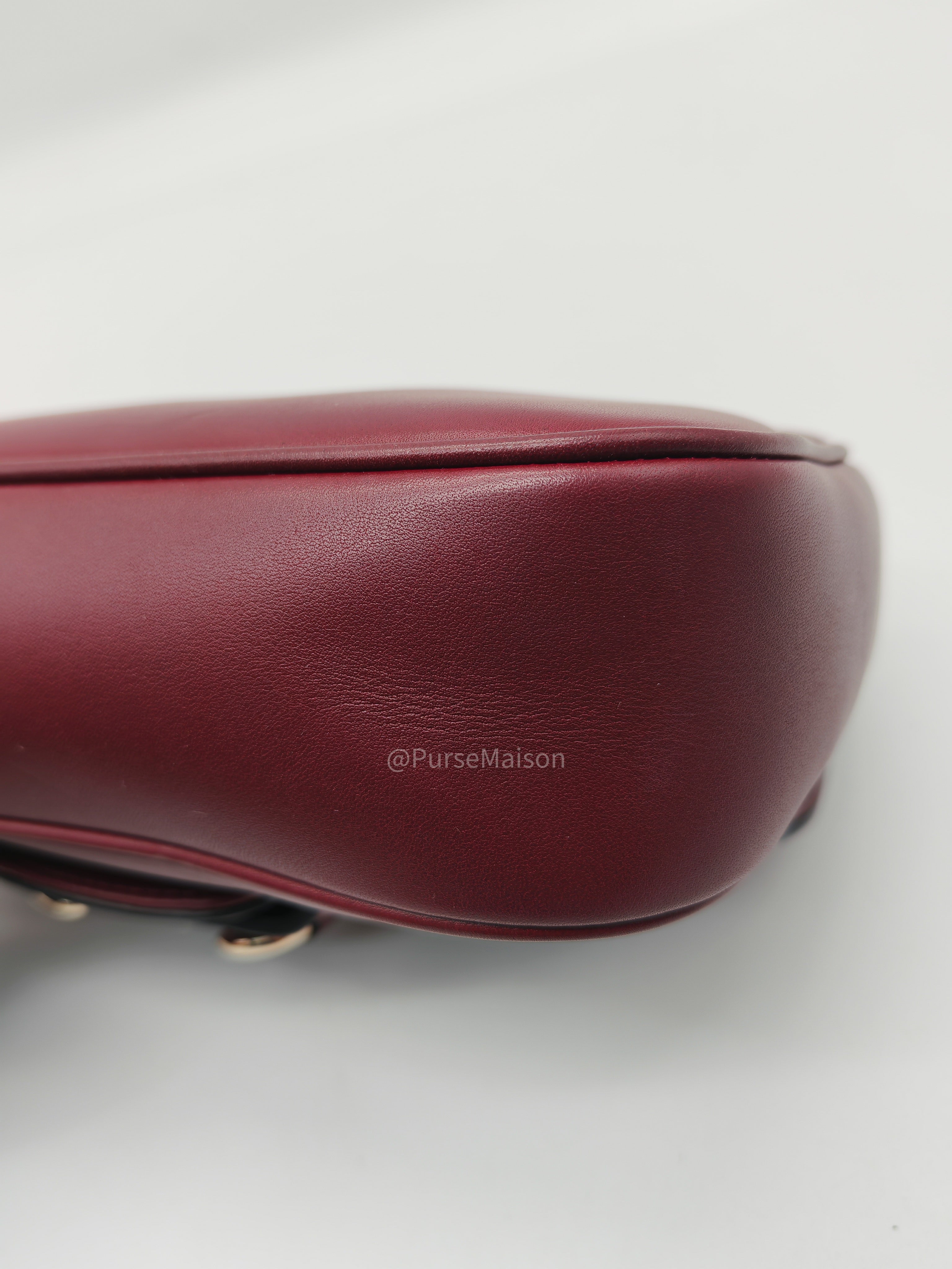 Gucci Horsebit 1955 East West Shoulder Bag in Rosso Ancora Calfskin Leather and Light Gold Hardware