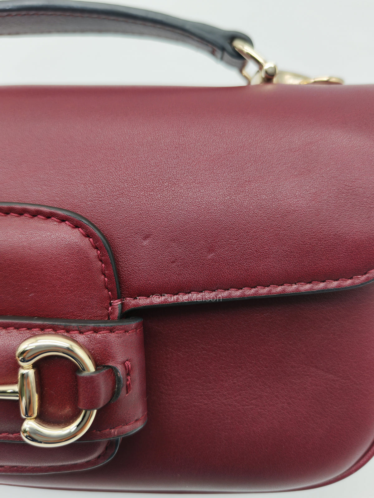 Gucci Horsebit 1955 East West Shoulder Bag in Rosso Ancora Calfskin Leather and Light Gold Hardware