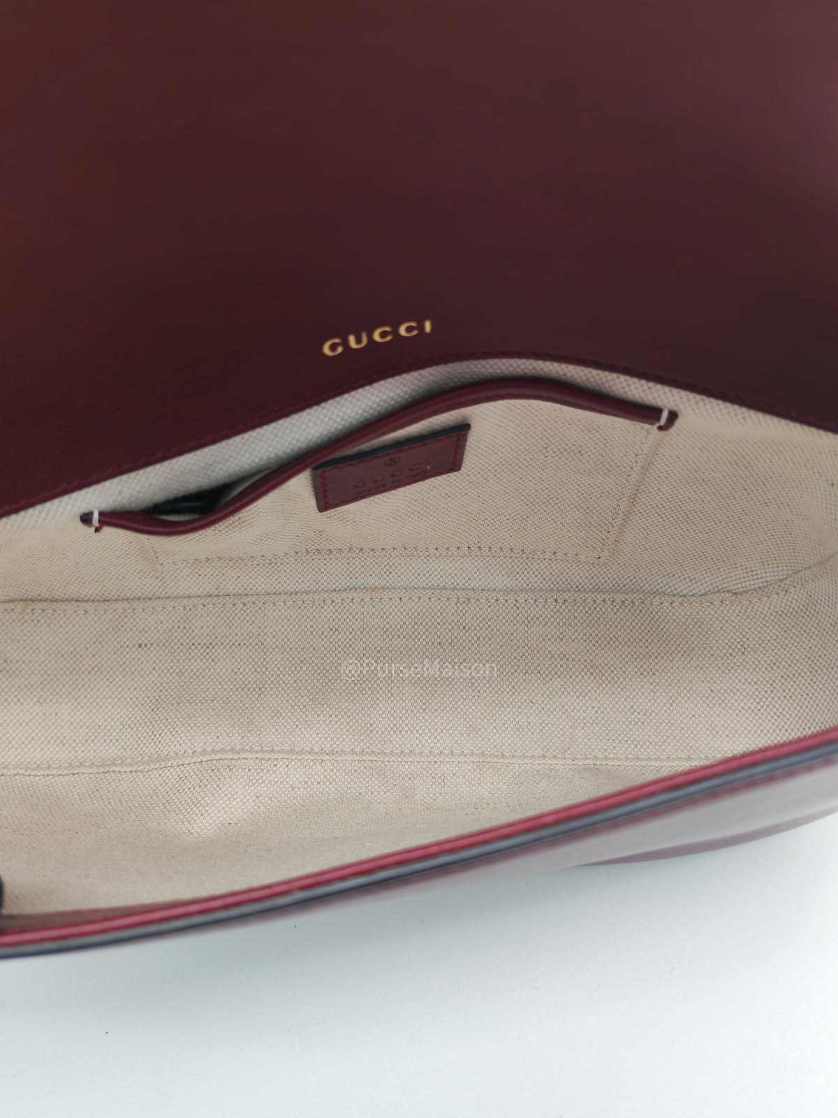 Gucci Horsebit 1955 East West Shoulder Bag in Rosso Ancora Calfskin Leather and Light Gold Hardware