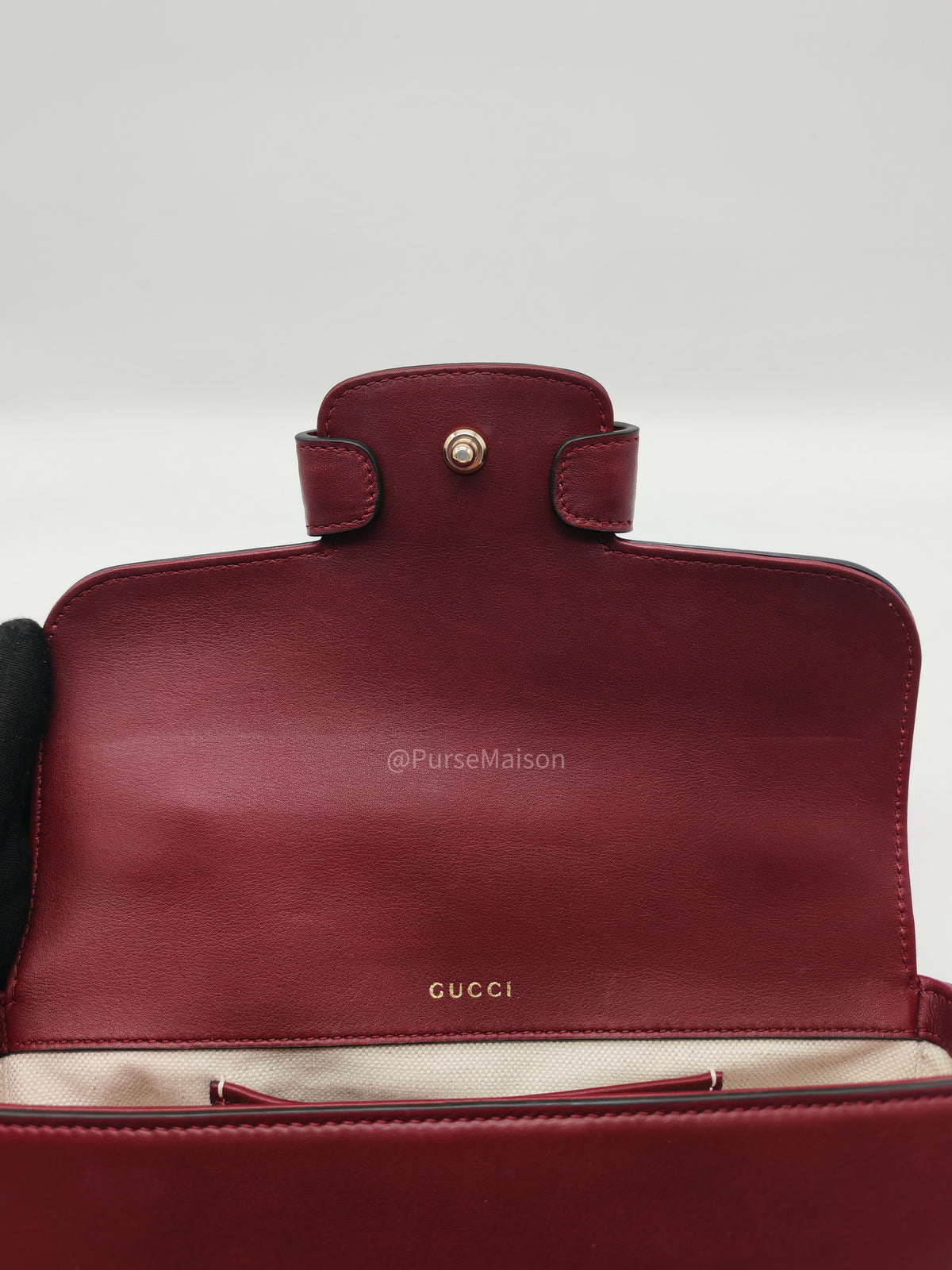 Gucci Horsebit 1955 East West Shoulder Bag in Rosso Ancora Calfskin Leather and Light Gold Hardware