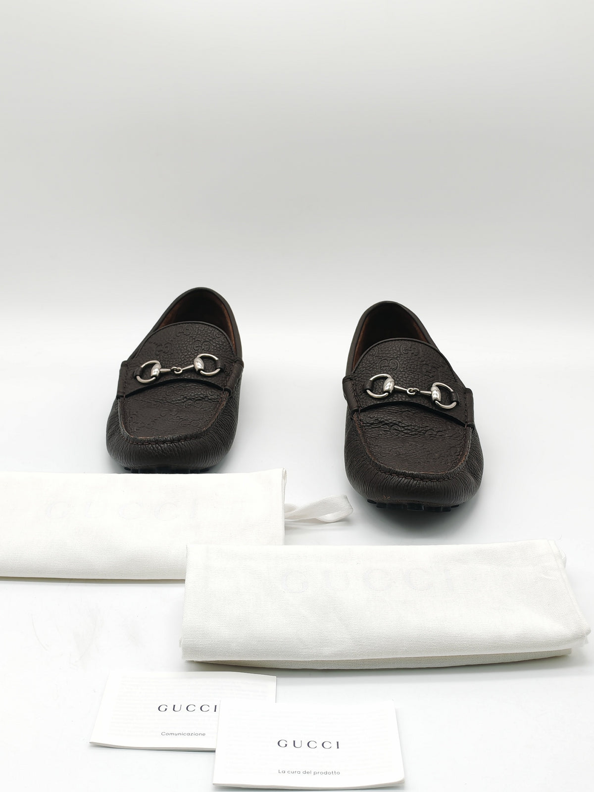 Gucci Leather Driver Loafers in Brown Morsetto Detail Size 7 (25 cm)