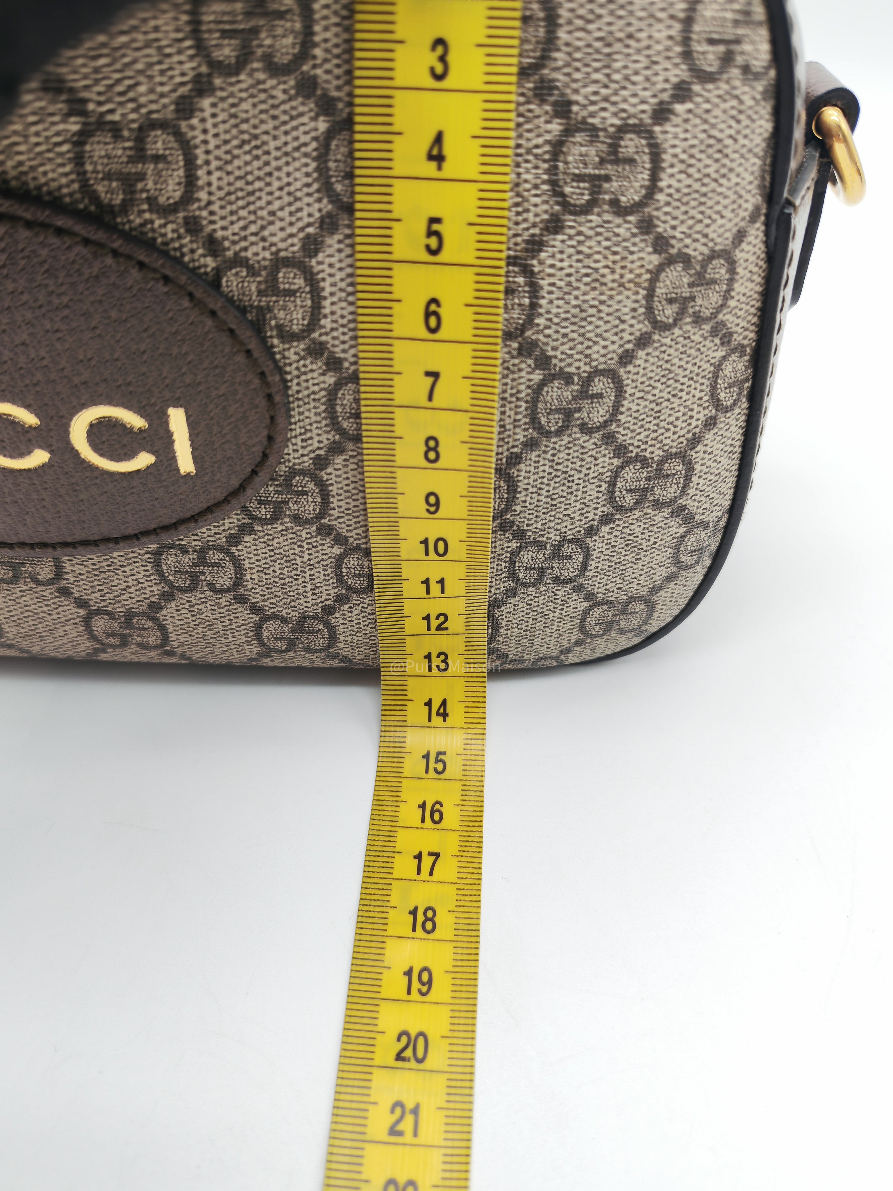 Gucci New Vintage Camera Bag in Brown Coated Monogram Pattern GG Supreme Canvas