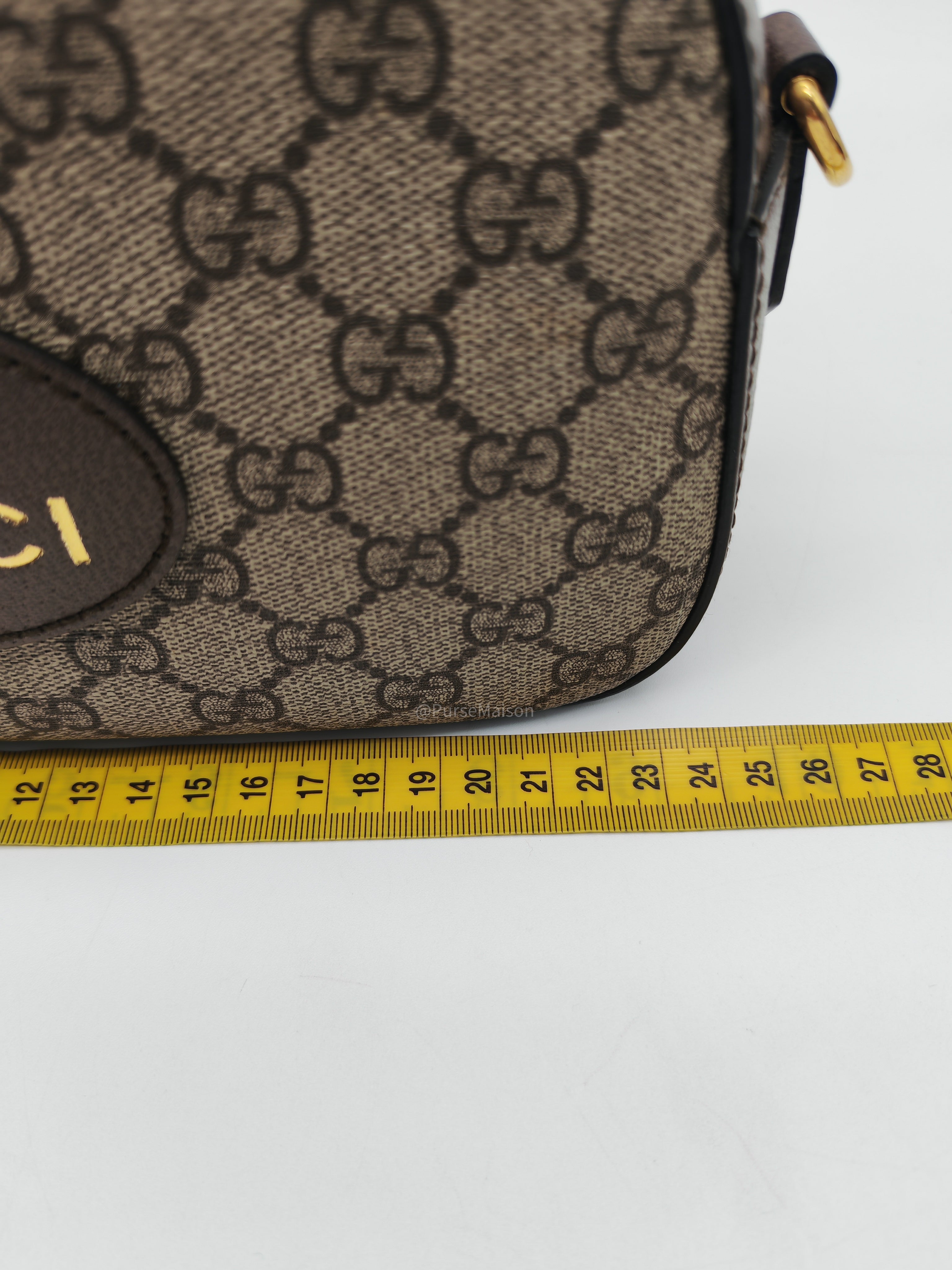 Gucci New Vintage Camera Bag in Brown Coated Monogram Pattern GG Supreme Canvas