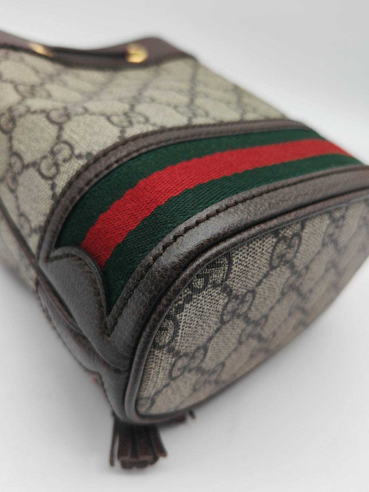 Gucci Ophidia Mini Bucket Bag in GG Supreme Monogram Canvas and Gold Hardware