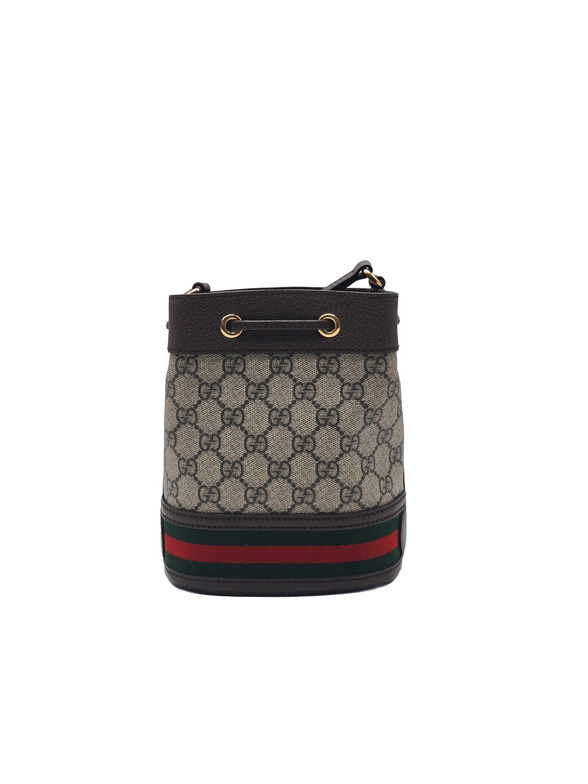 Gucci Ophidia Mini Bucket Bag in GG Supreme Monogram Canvas and Gold Hardware