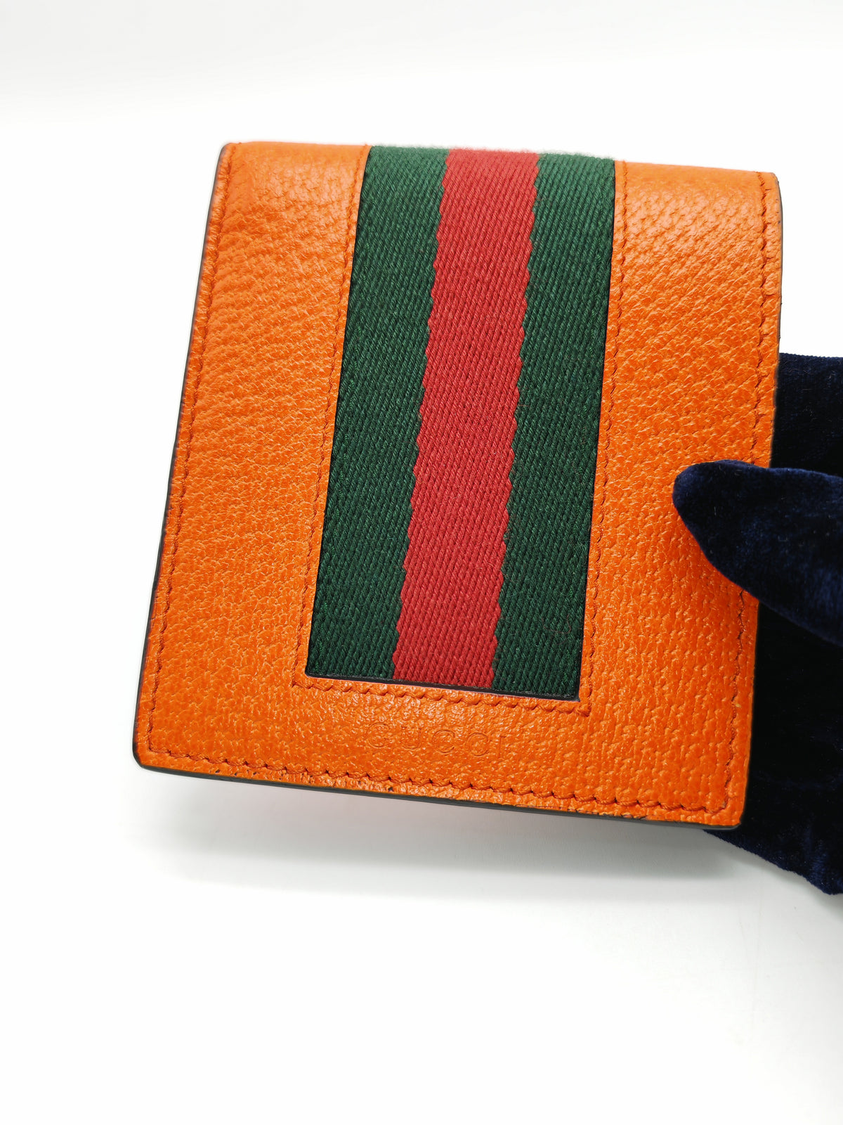 Gucci Bi-Fold Wallet in Orange Leather Signature Web