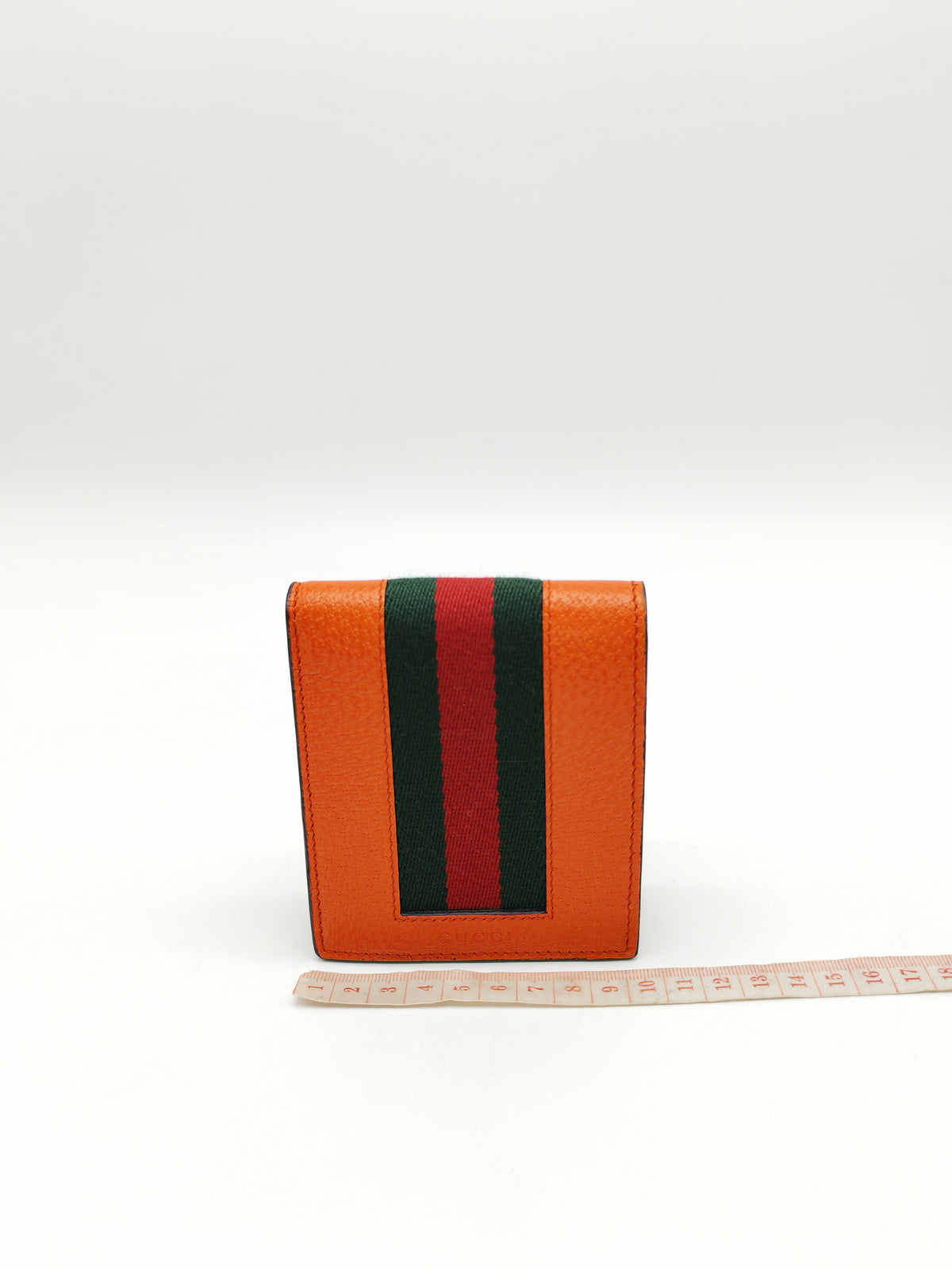 Gucci Bi-Fold Wallet in Orange Leather Signature Web