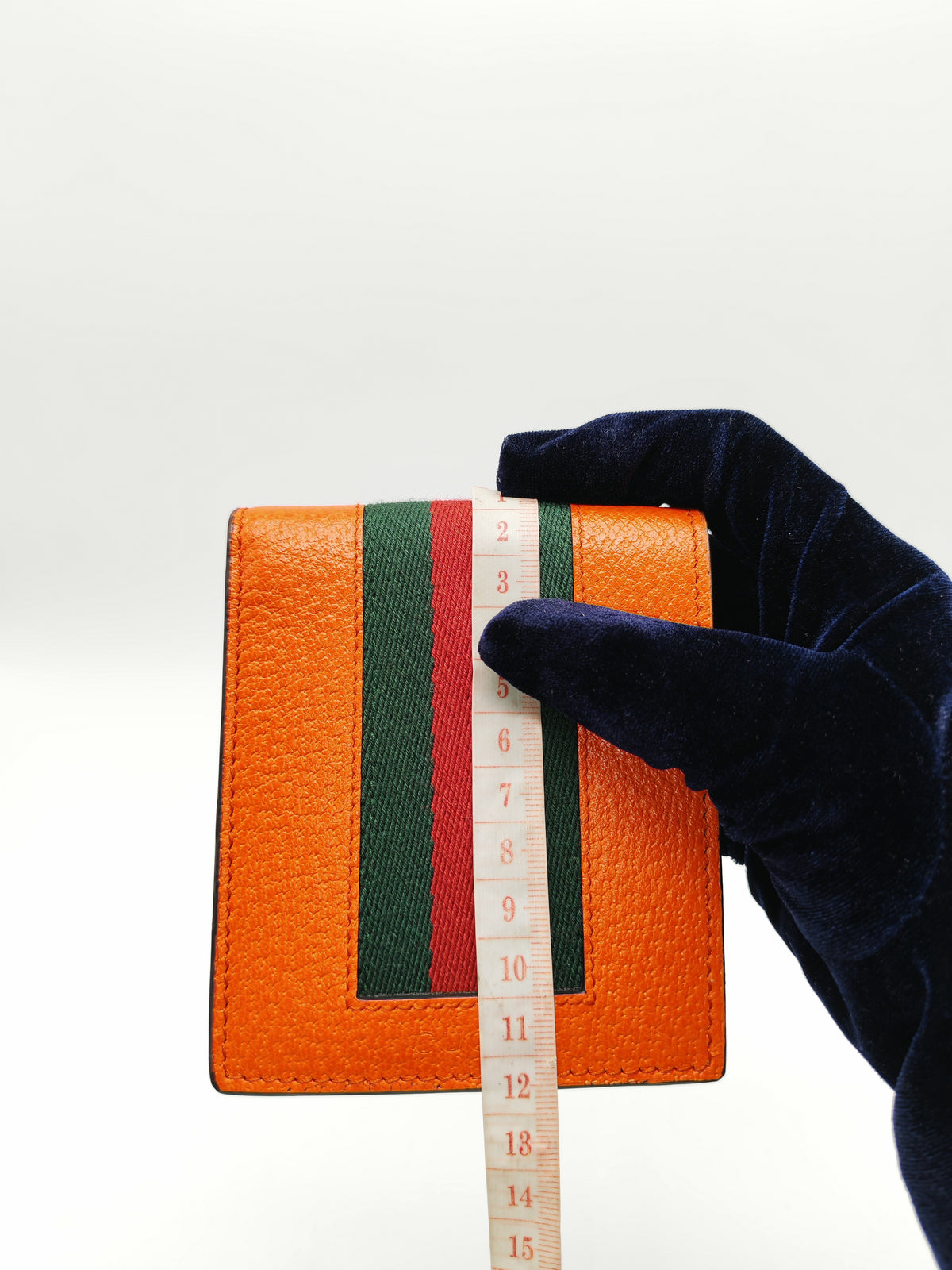 Gucci Bi-Fold Wallet in Orange Leather Signature Web