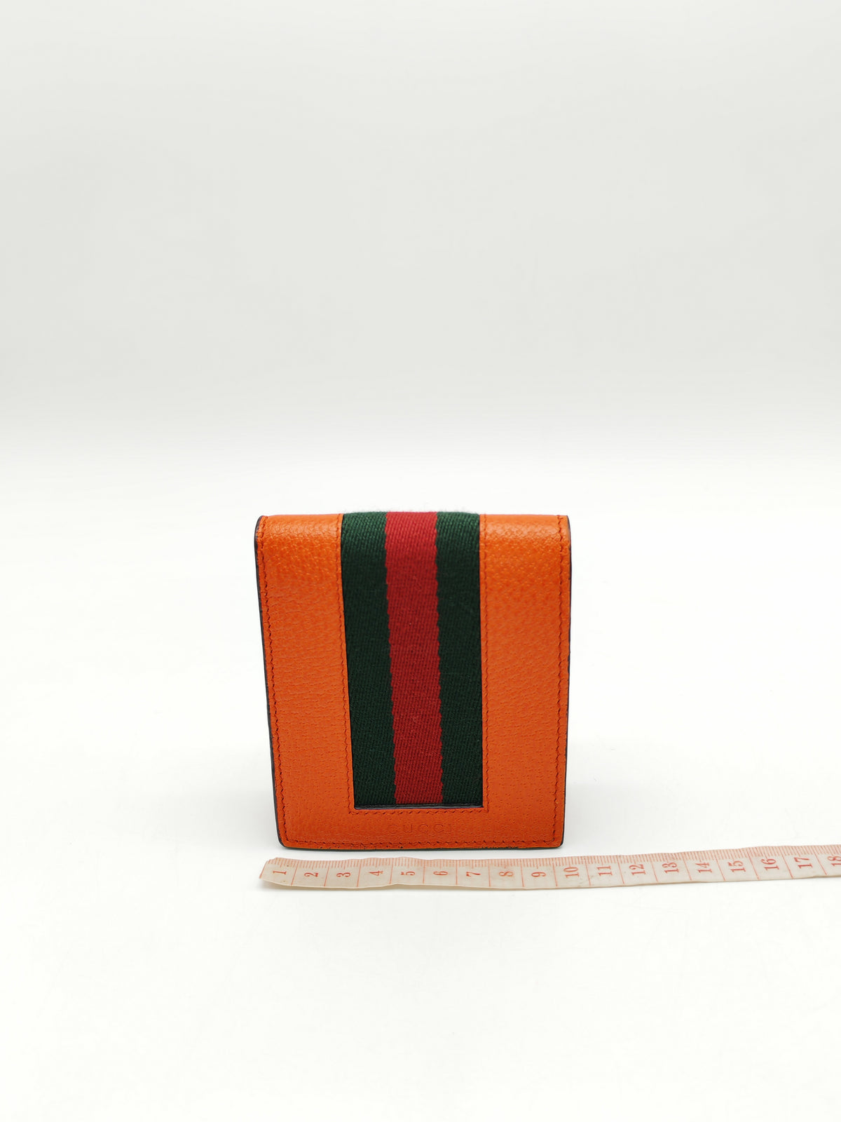 Gucci Bi-Fold Wallet in Orange Leather Signature Web