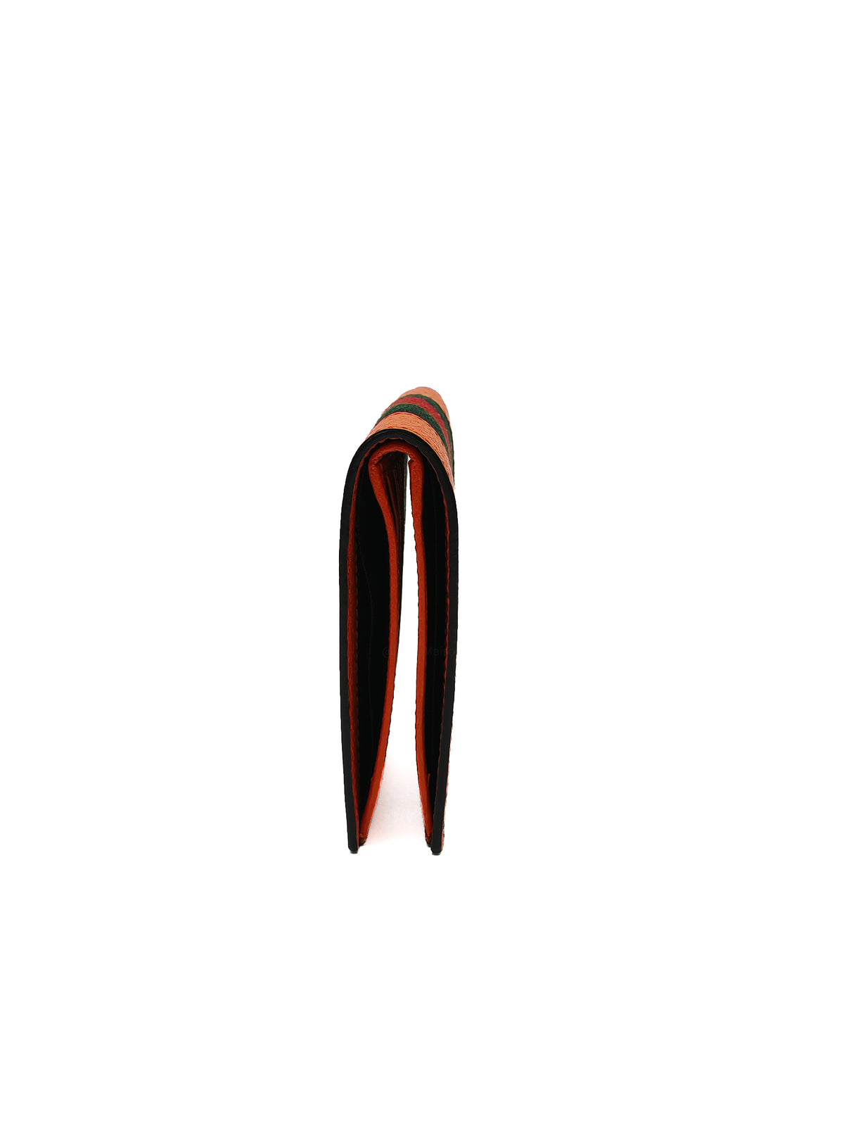 Gucci Bi-Fold Wallet in Orange Leather Signature Web