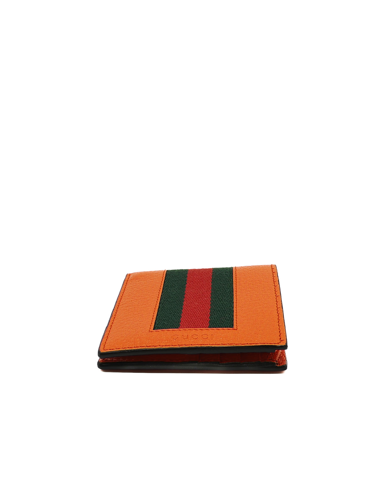 Gucci Bi-Fold Wallet in Orange Leather Signature Web