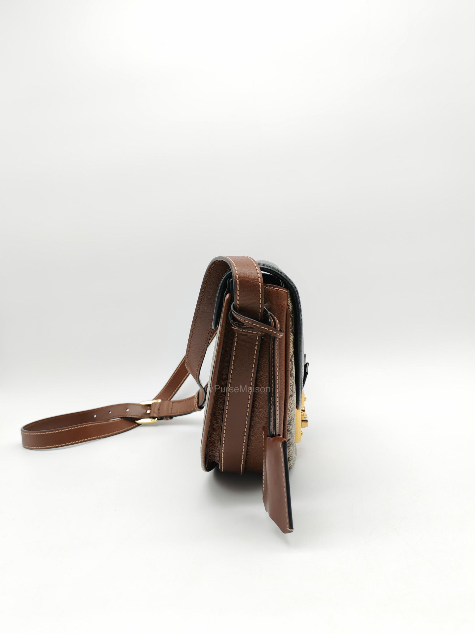 Gucci Padlock Saddle Bag in GG Supreme Monogram Canvas and Gold Hardware