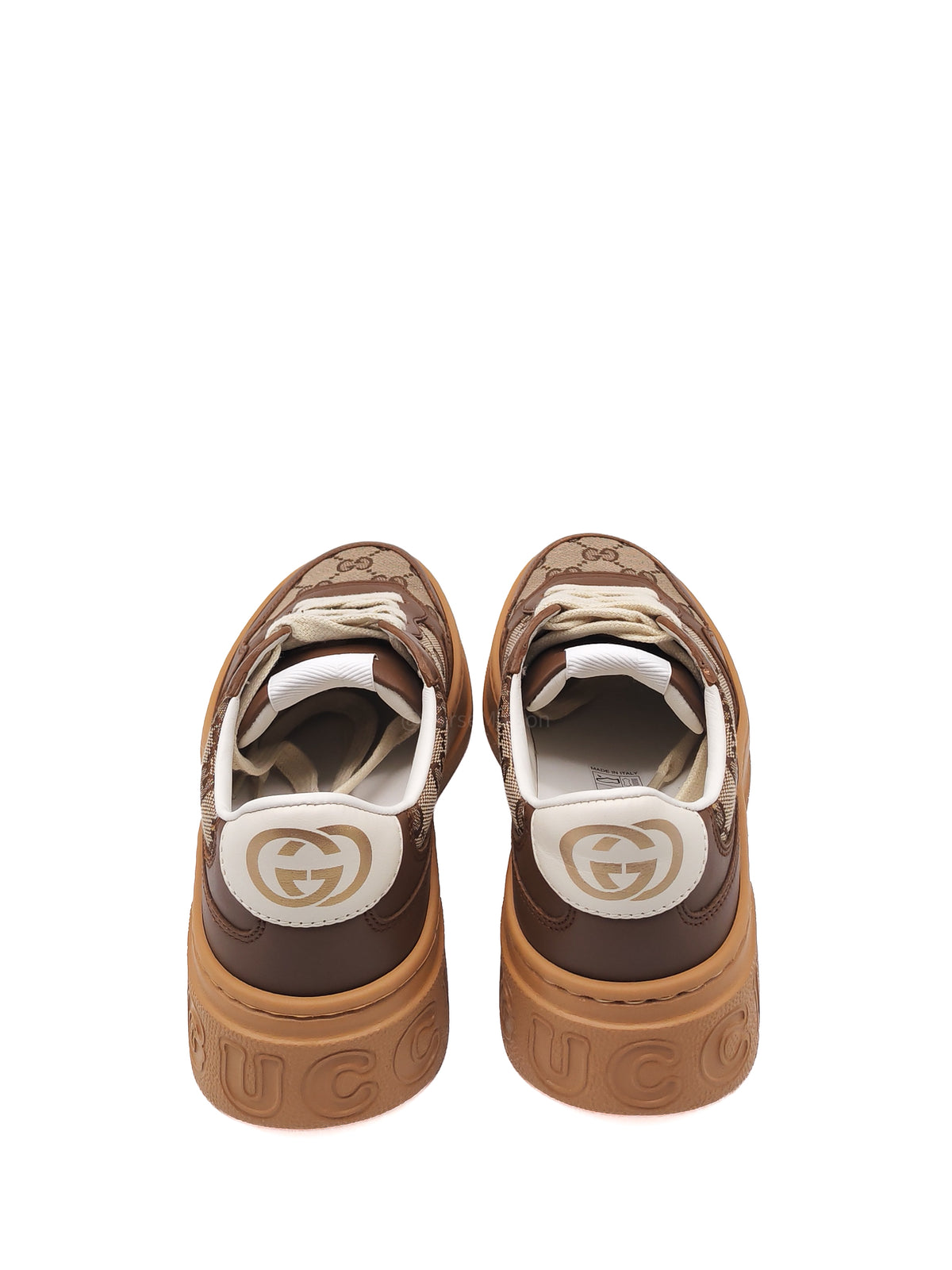 Gucci Women's GG Sneaker in Brown Leather and GG Supreme Canvas Size 35 EU (22.6 cm)
