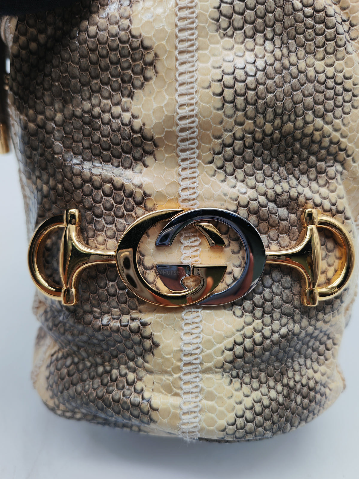 Gucci Zumi Snakeskin Mini Bucket Bag in Snakeskin Leather and Mixed Hardware