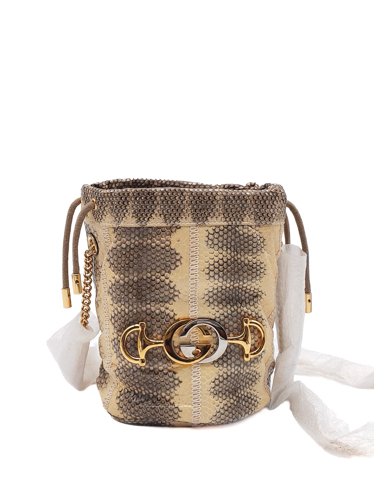 Gucci Zumi Snakeskin Mini Bucket Bag in Snakeskin Leather and Mixed Hardware