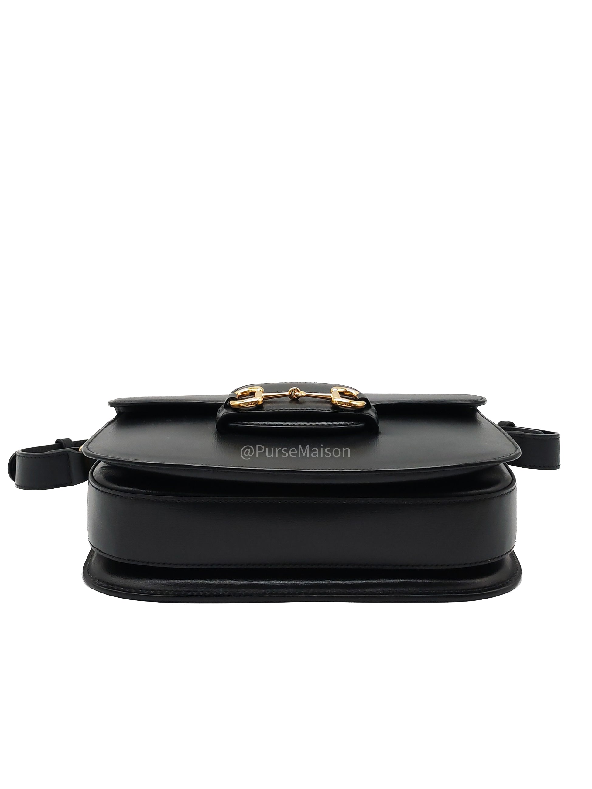 Gucci Horsebit 1955 Shoulder Bag Medium in Black Calfskin Leather