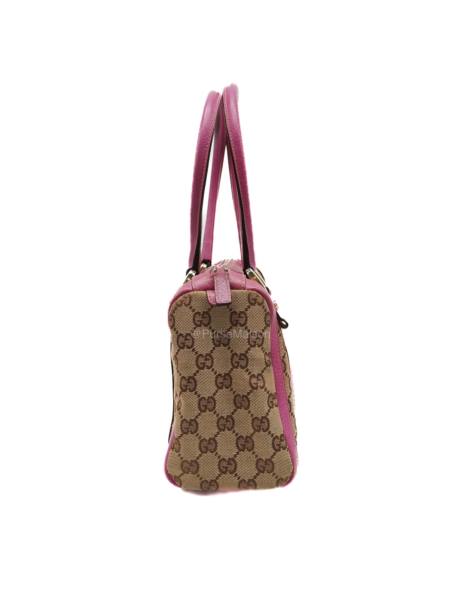 Gucci Abbey Boston Handbag in Pink GG Monogram Canvas and Light Gold Hardware