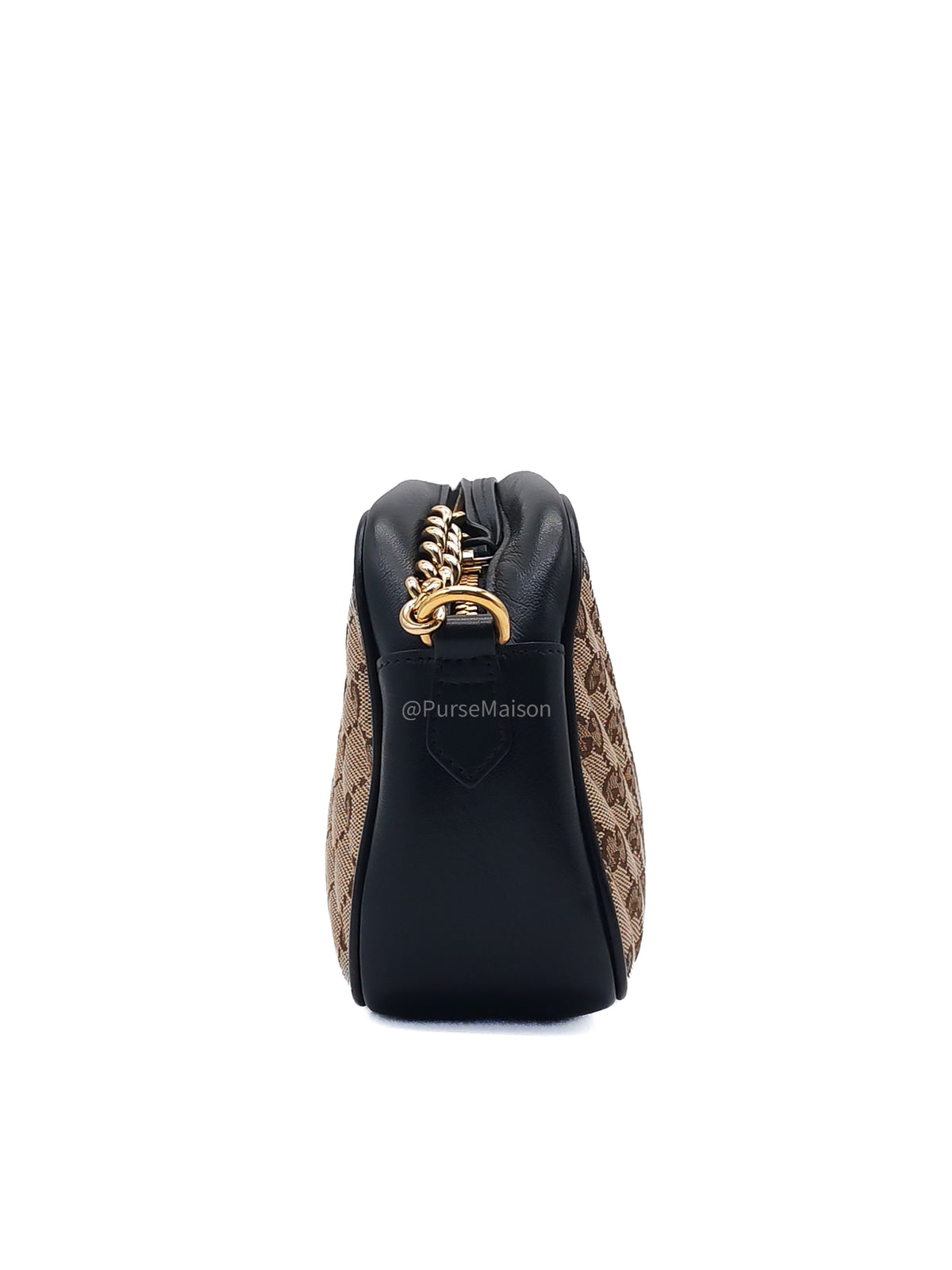 Gucci GG Marmont Camera Bag Small in Diagonal Monogram Matelasse Canvas and Gold Hardware