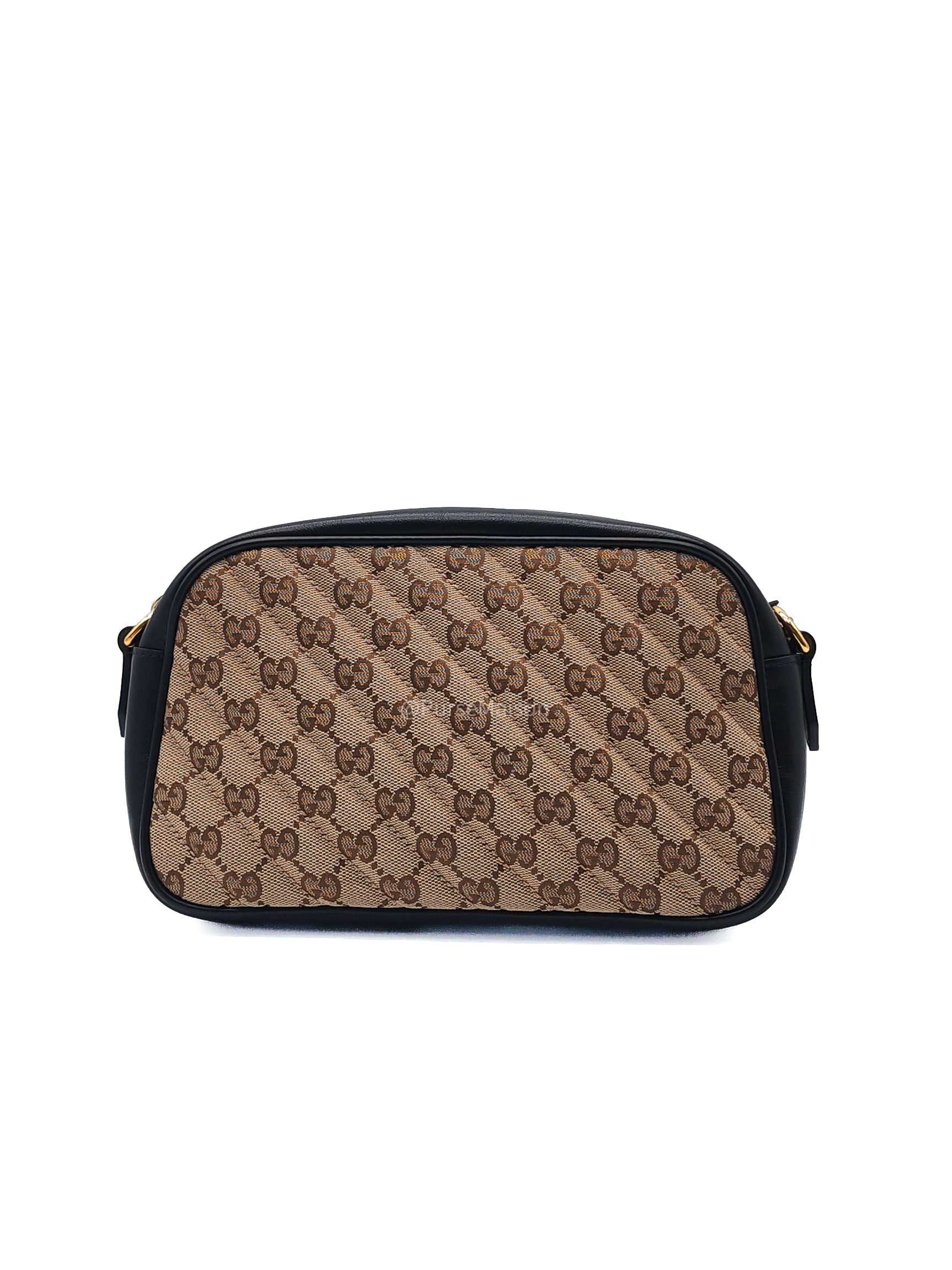 Gucci GG Marmont Camera Bag Small in Diagonal Monogram Matelasse Canvas and Gold Hardware