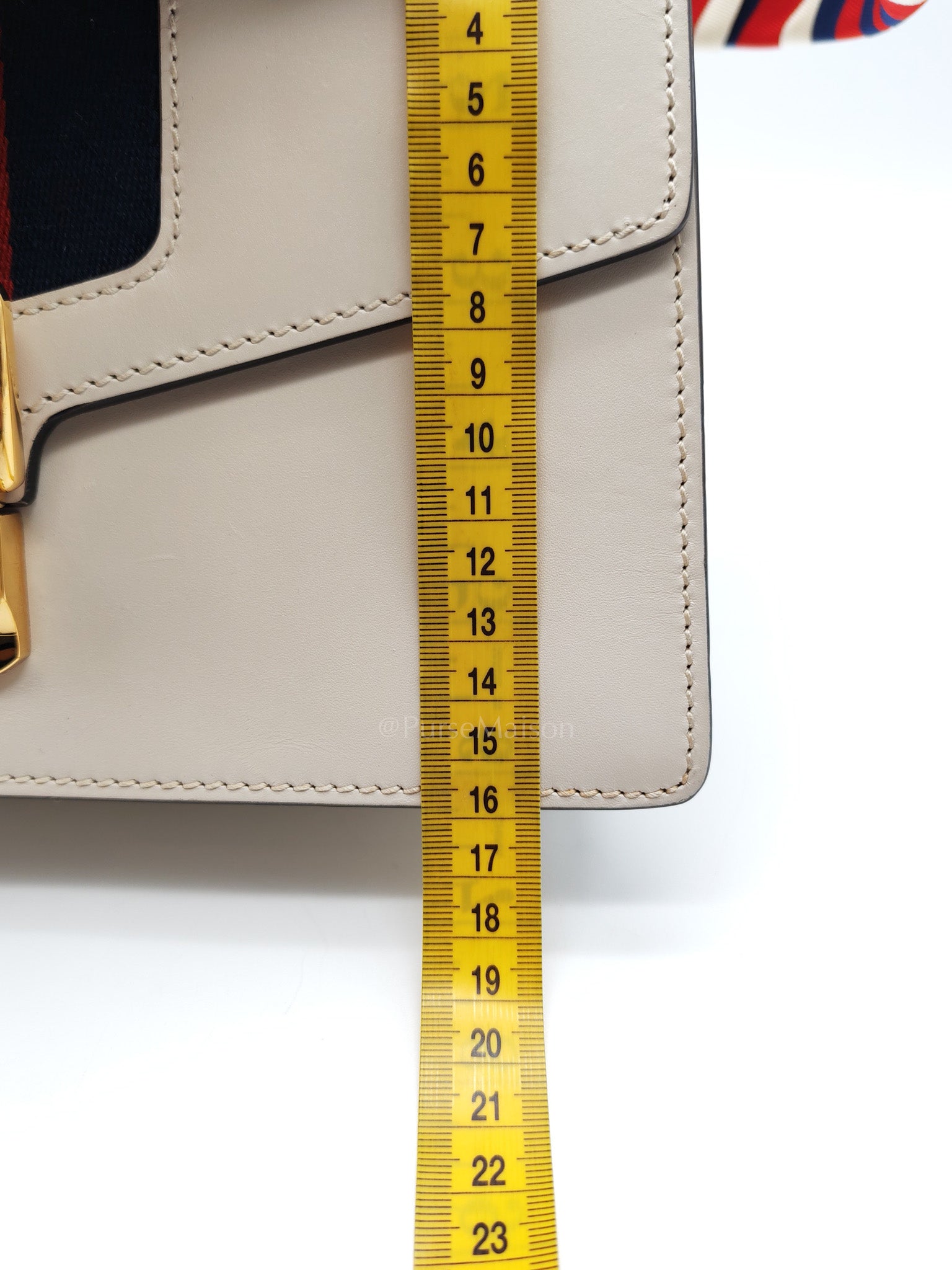 Gucci Sylvie Shoulder Bag in Off White Smooth Calfskin Leather