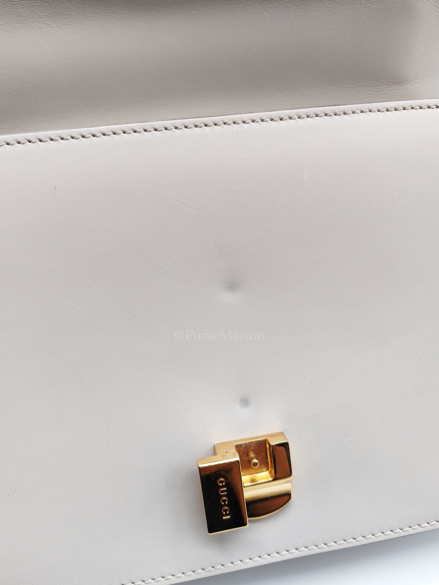 Gucci Sylvie Shoulder Bag in Off White Smooth Calfskin Leather