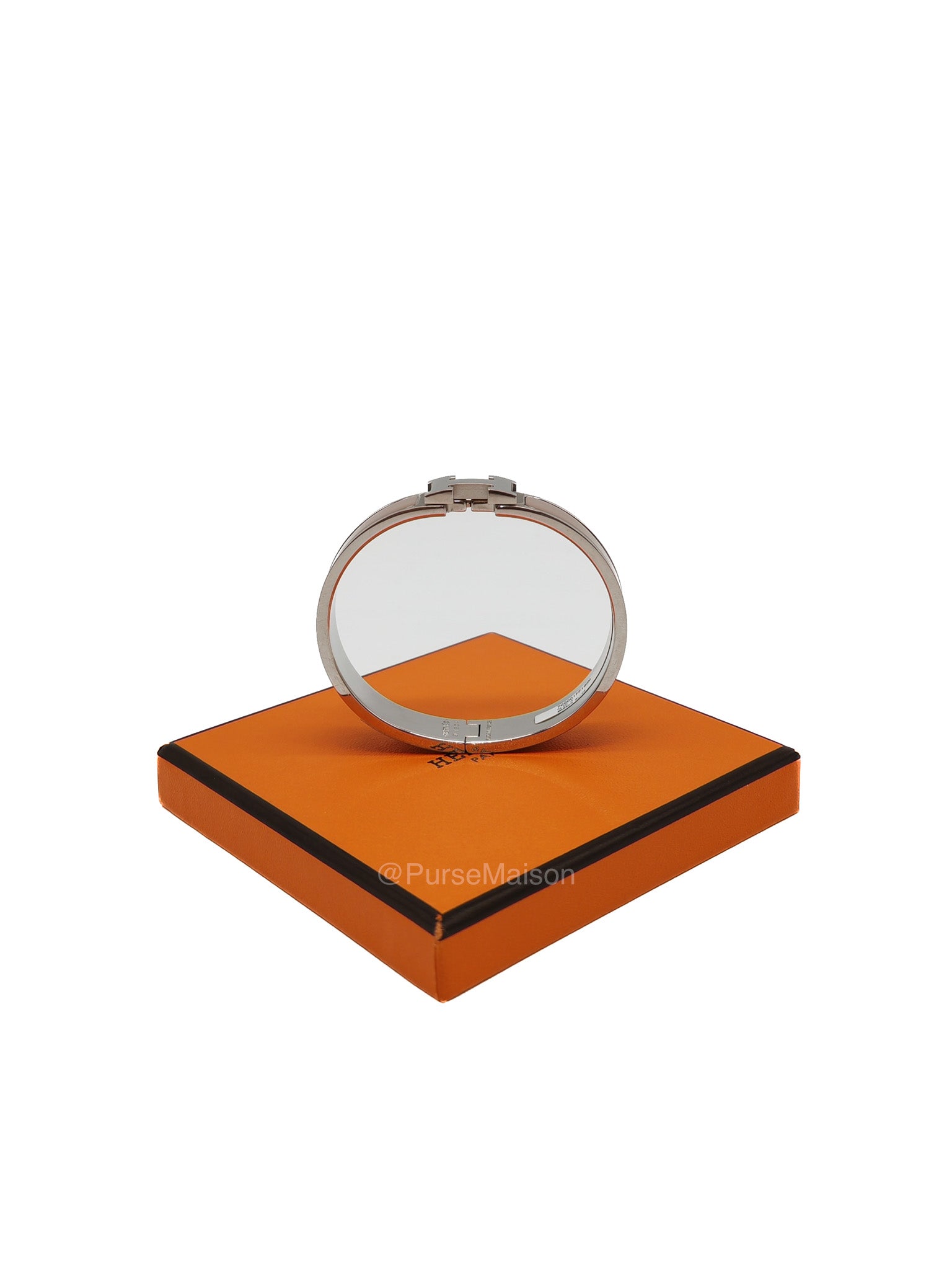 Hermes Clic H Bracelet GM in Marron Glacé Enamel Palladium Hardware