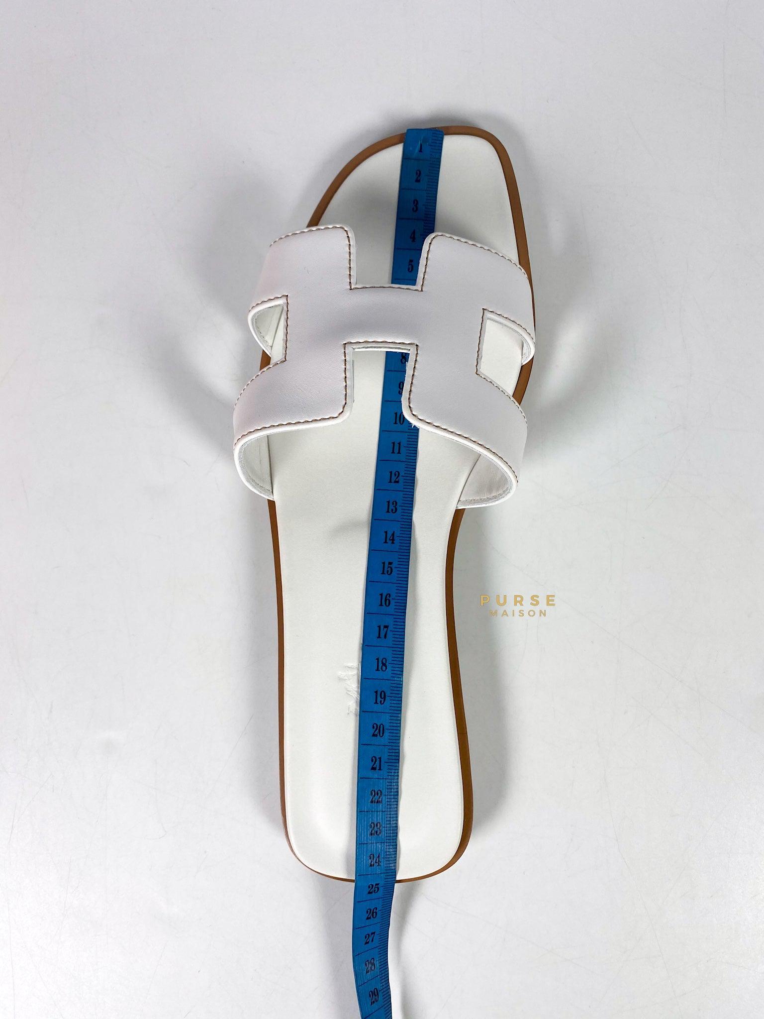 Hermes Oran Sandals White Size 38 (24cm)