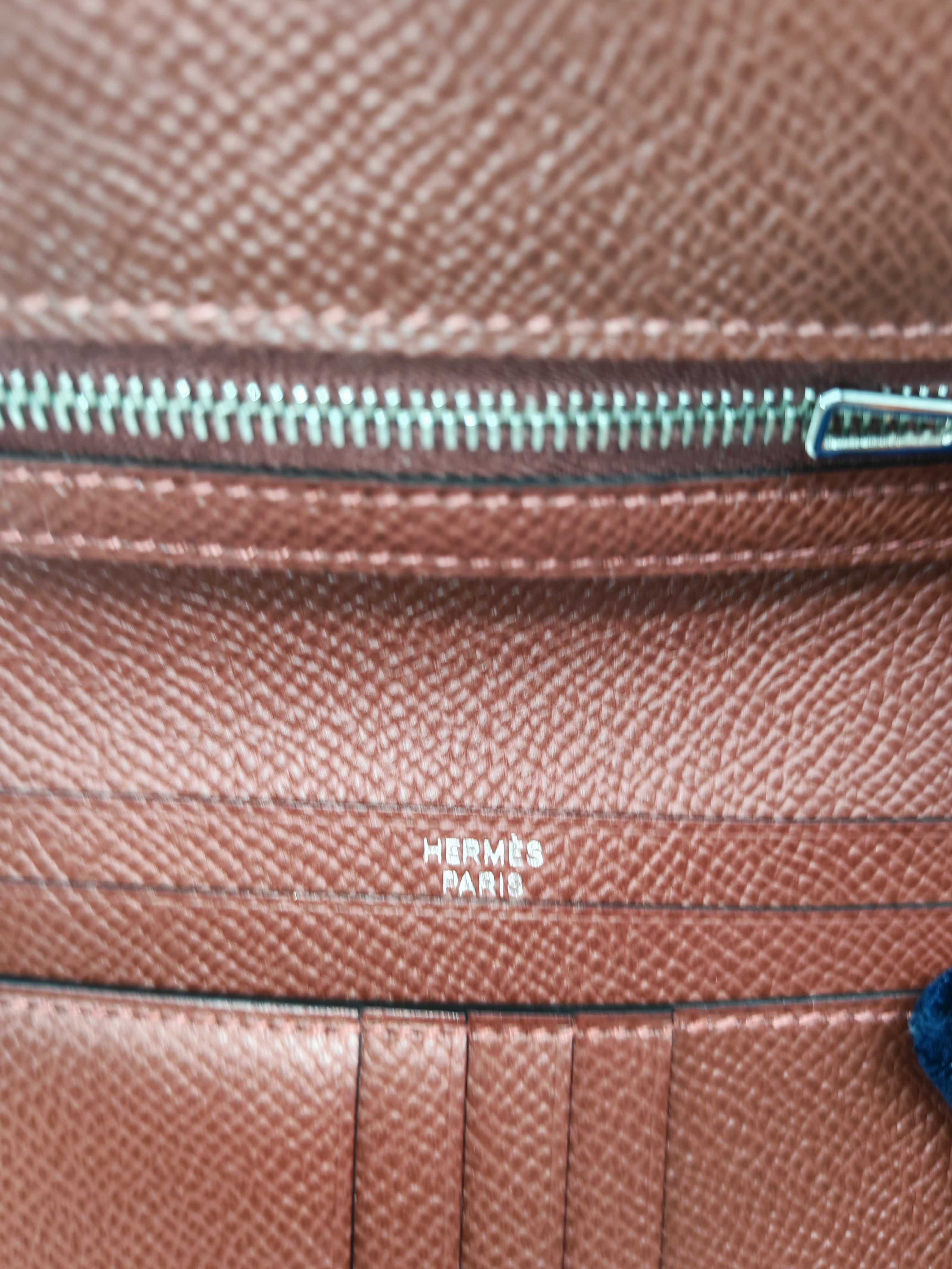 Hermes Bearn Compact Wallet in Rouge Epsom Leather and Palladium Hardware Stamp W (2024)
