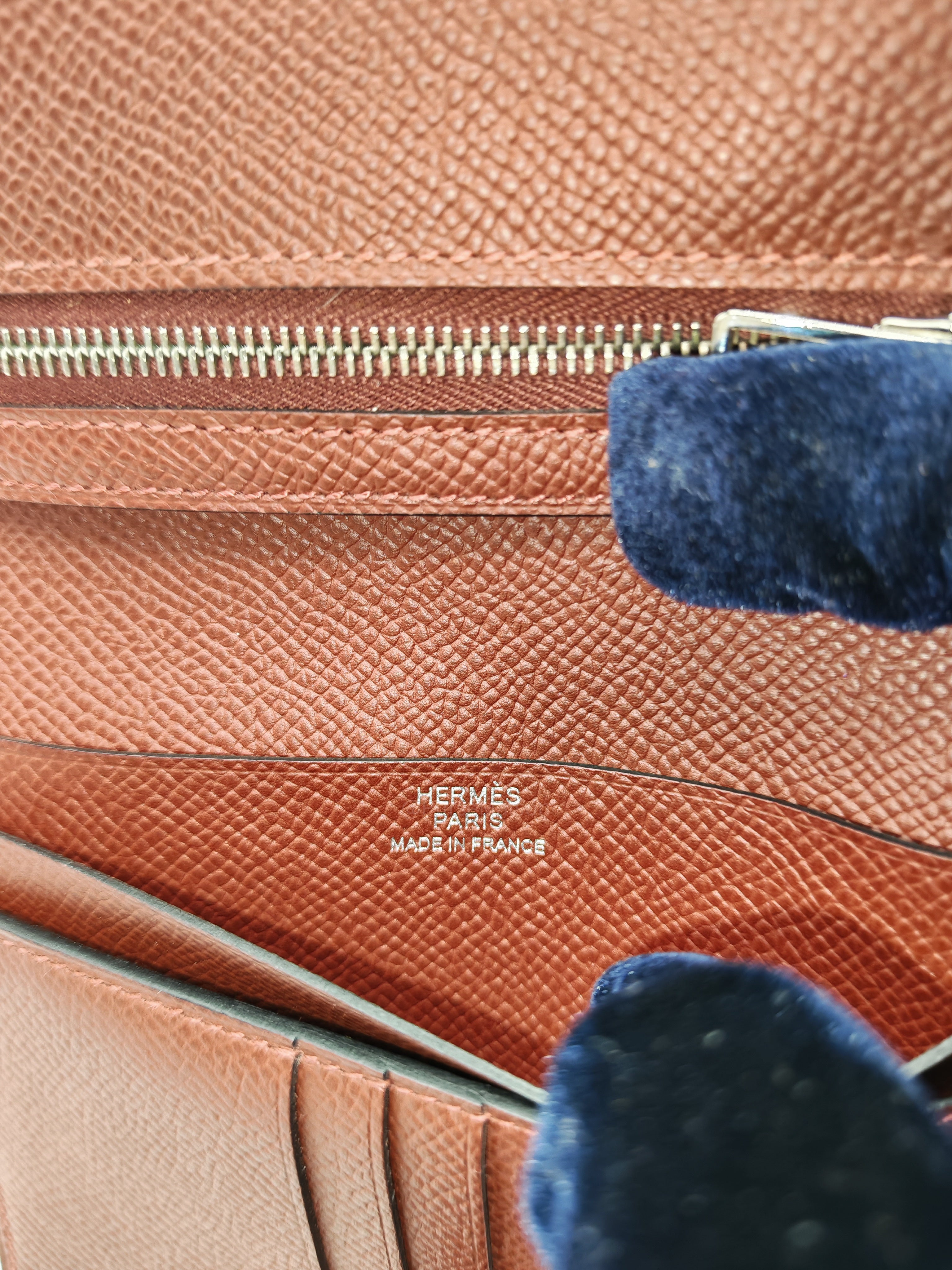 Hermes Bearn Compact Wallet in Rouge Epsom Leather and Palladium Hardware Stamp W (2024)
