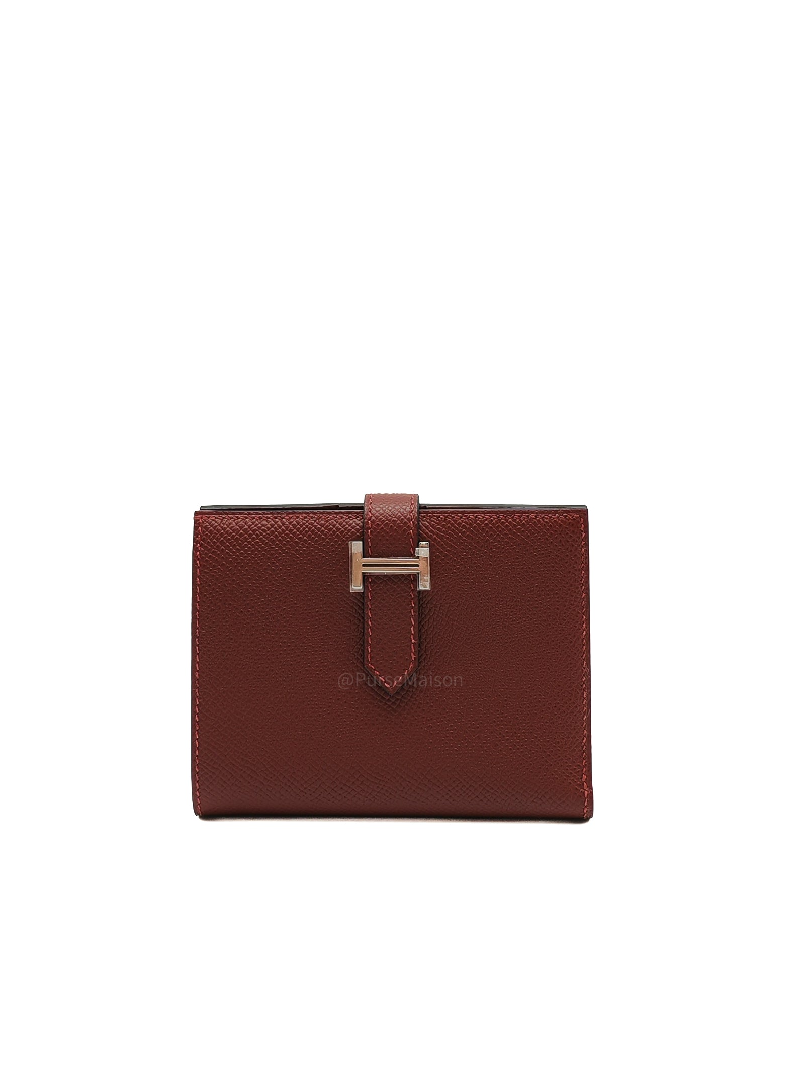 Hermes Bearn Compact Wallet in Rouge Epsom Leather and Palladium Hardware Stamp W (2024)