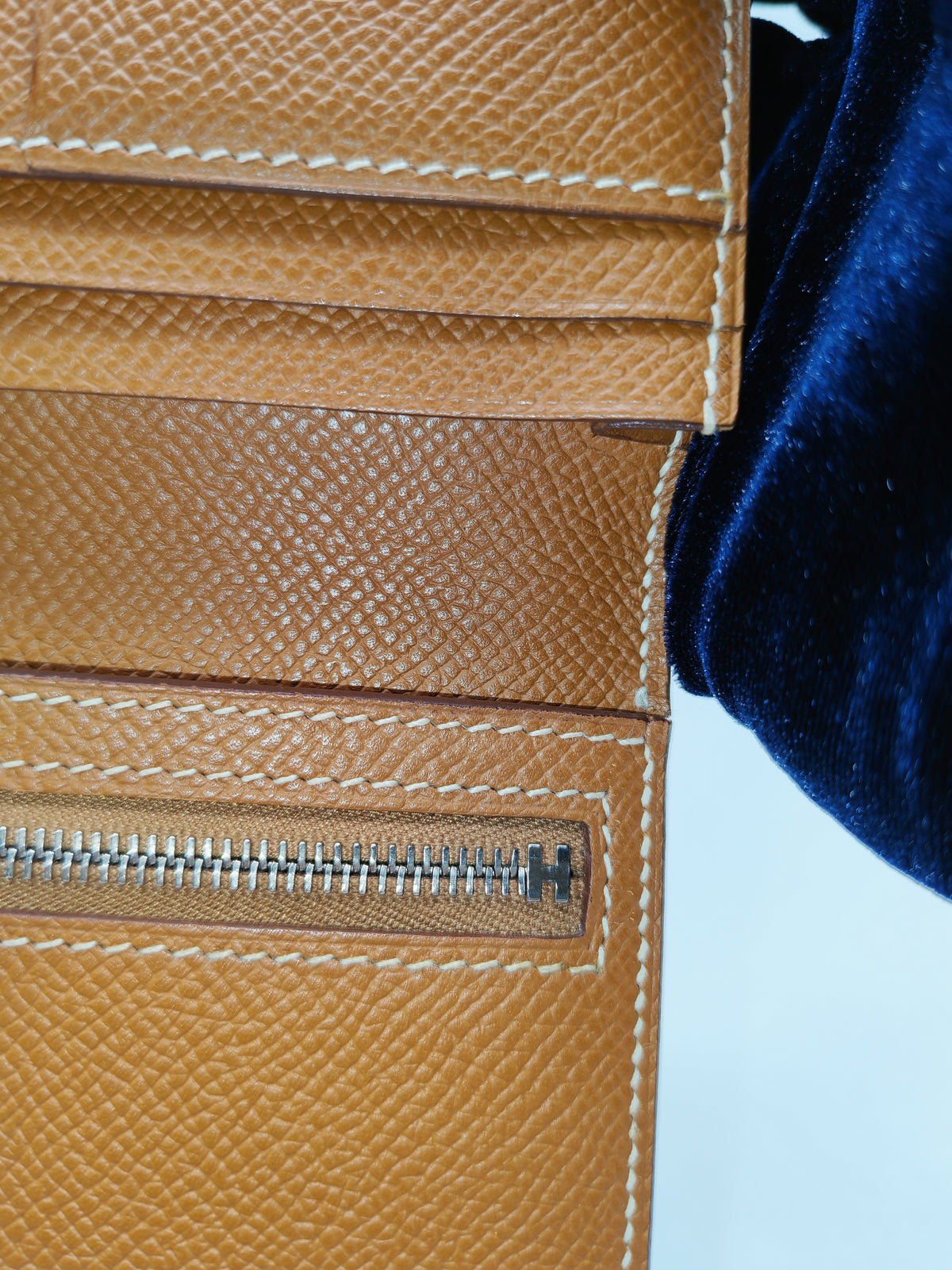 Hermes Bearn Long Wallet in Gold Epsom Leather Palladium Hardware Stamp M Square (2009)