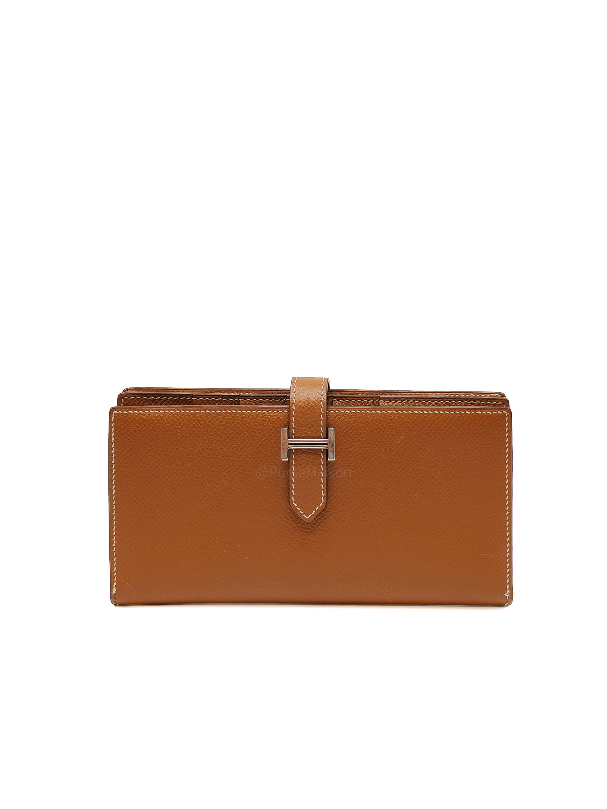 Hermes Bearn Long Wallet in Gold Epsom Leather Palladium Hardware Stamp M Square (2009)
