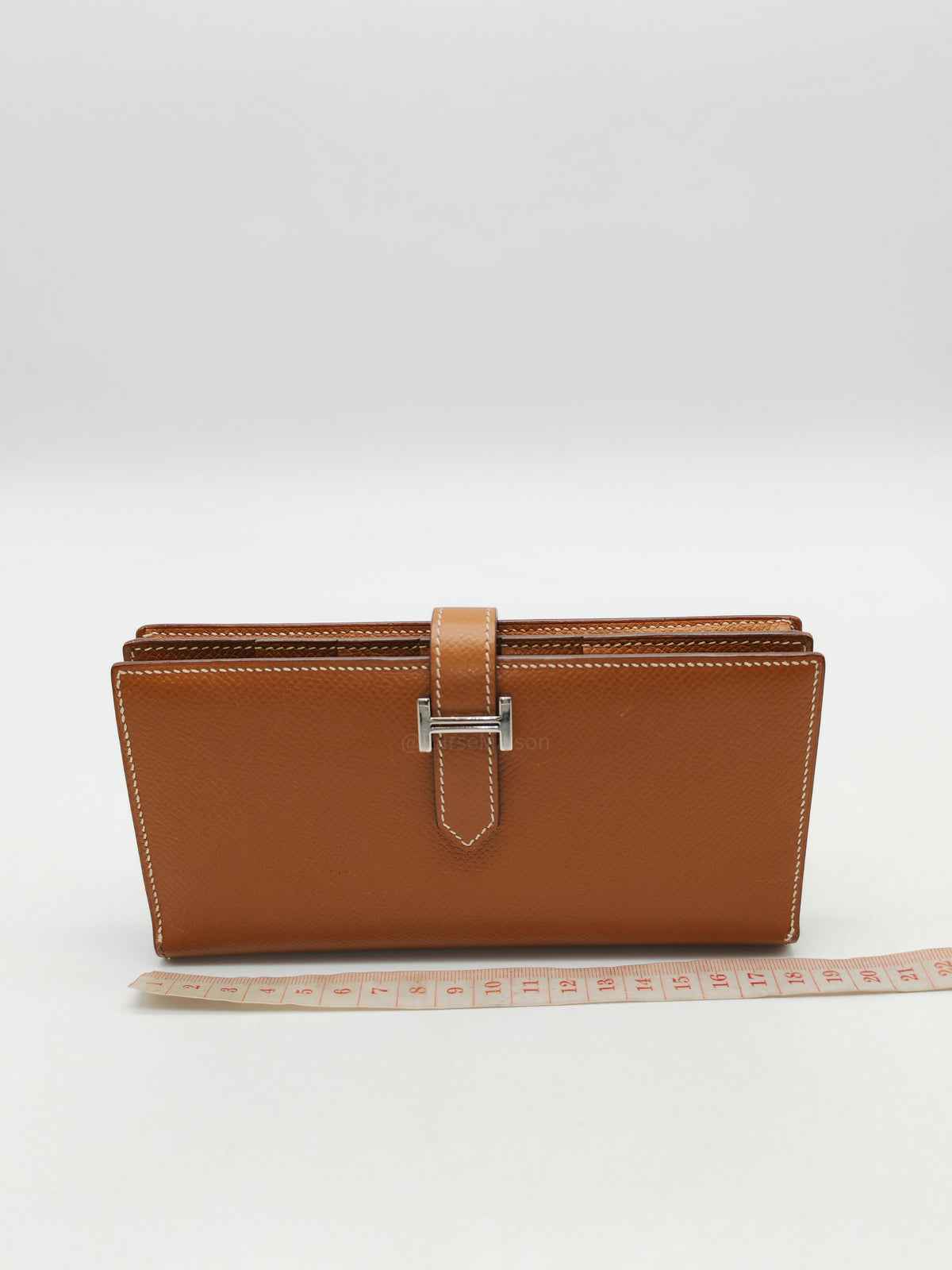 Hermes Bearn Long Wallet in Gold Epsom Leather Palladium Hardware Stamp M Square (2009)