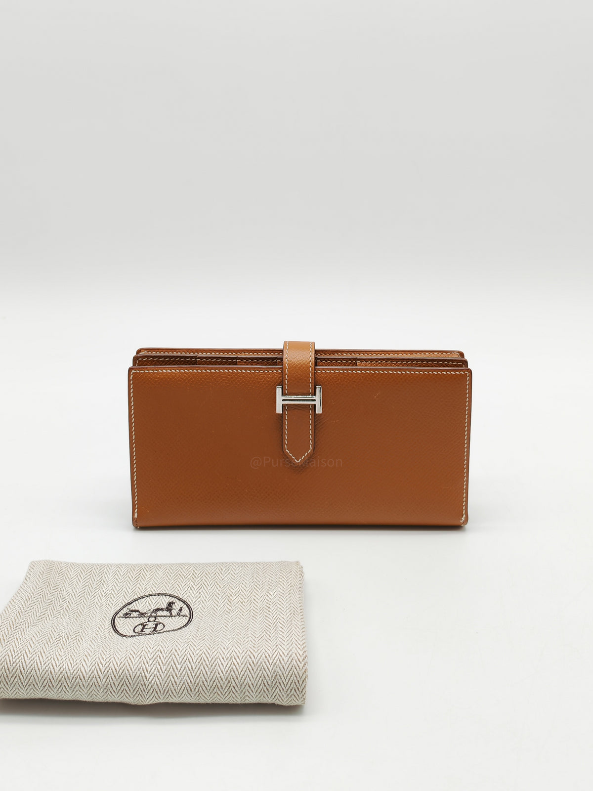 Hermes Bearn Long Wallet in Gold Epsom Leather Palladium Hardware Stamp M Square (2009)