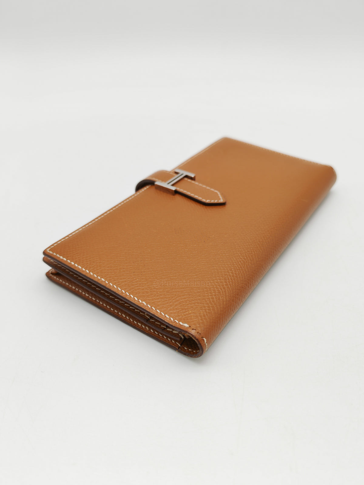 Hermes Bearn Long Wallet in Gold Epsom Leather Palladium Hardware Stamp M Square (2009)