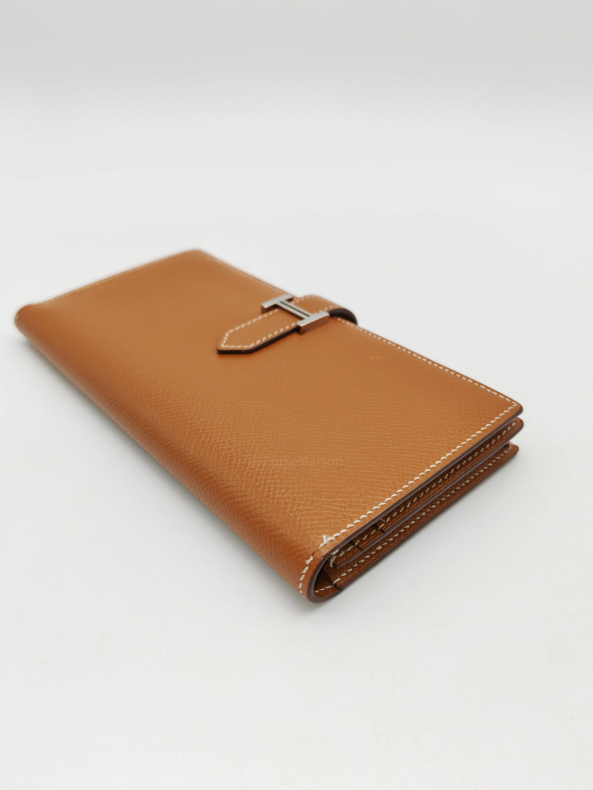 Hermes Bearn Long Wallet in Gold Epsom Leather Palladium Hardware Stamp M Square (2009)