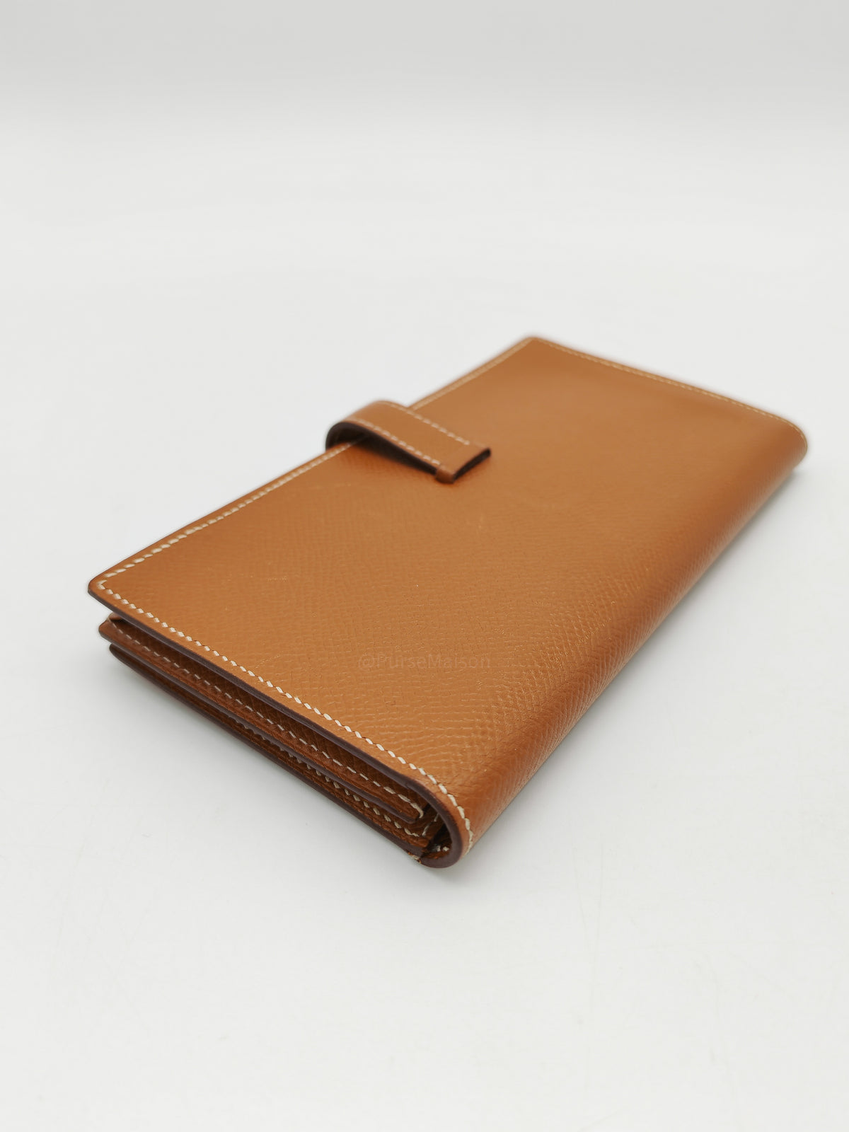 Hermes Bearn Long Wallet in Gold Epsom Leather Palladium Hardware Stamp M Square (2009)