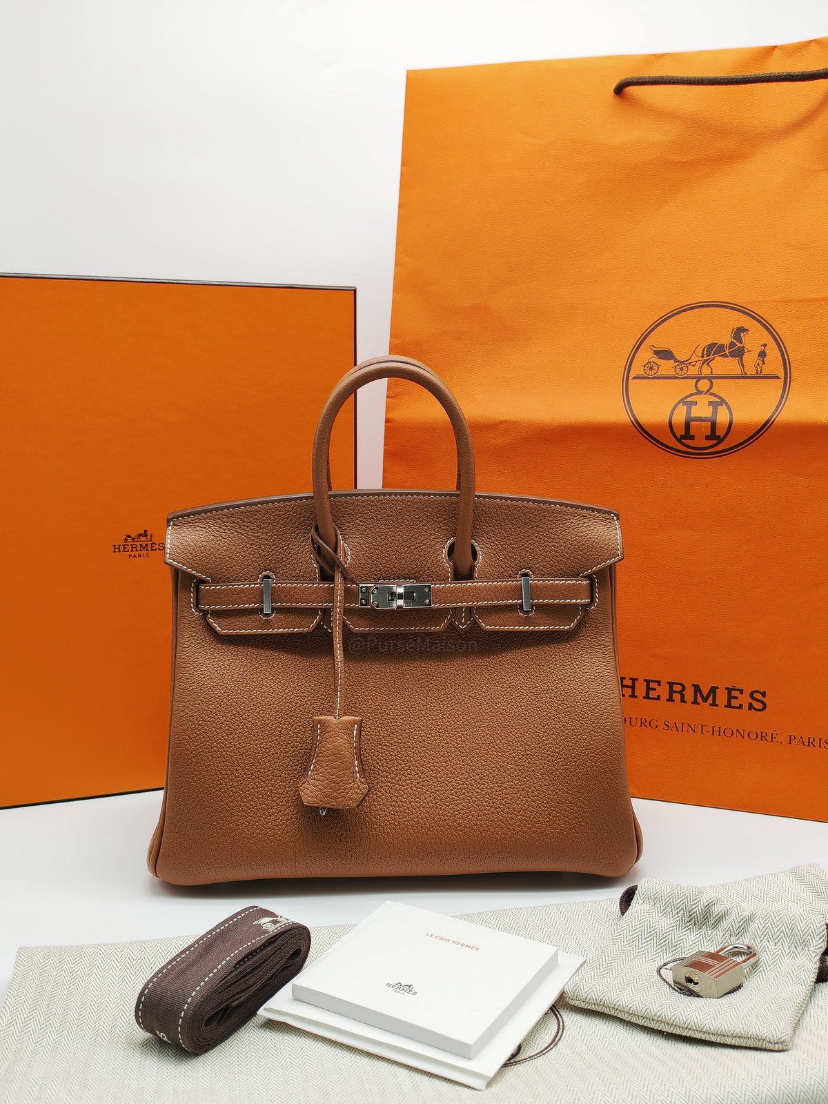 Hermes Birkin 25 in Gold Togo Leather Palladium Hardware Stamp G (2026)
