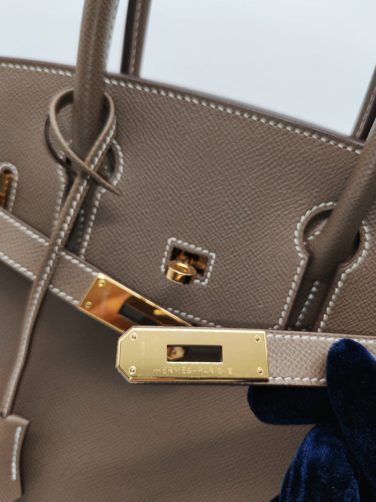 Hermes Birkin 30 Retourne in Etoupe Epsom Leather Gold Hardware Stamp Y (2020)
