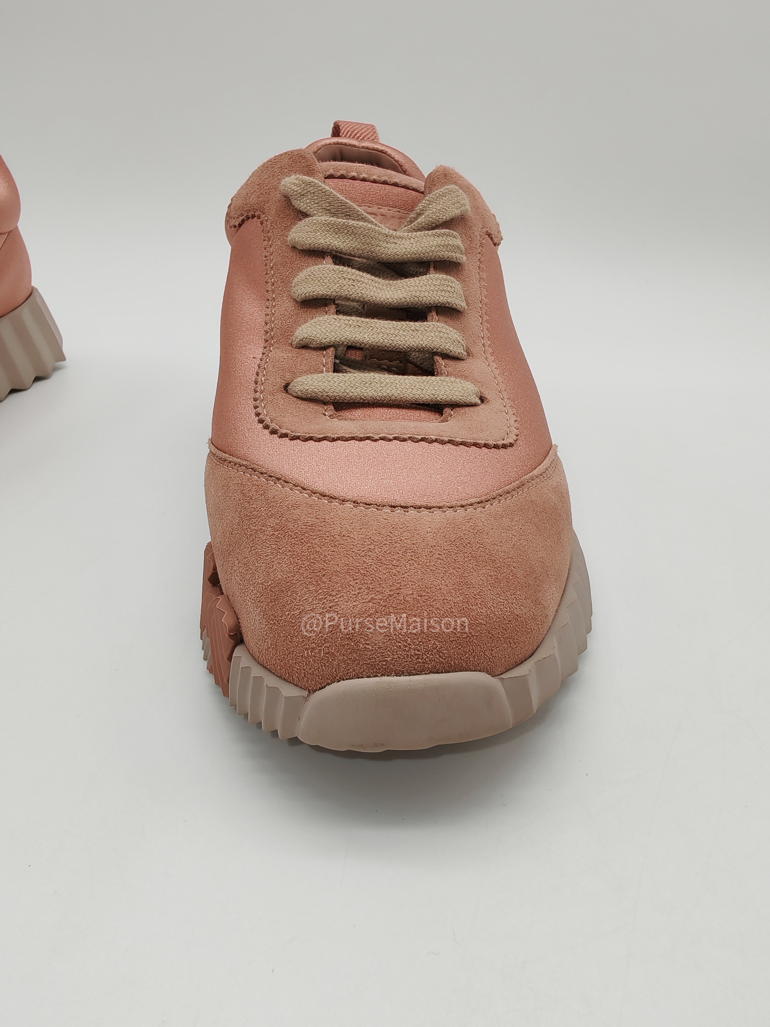 Hermes Rose Bouncing Sneakers in Pink Suede Size 37 EU (23.8cm)