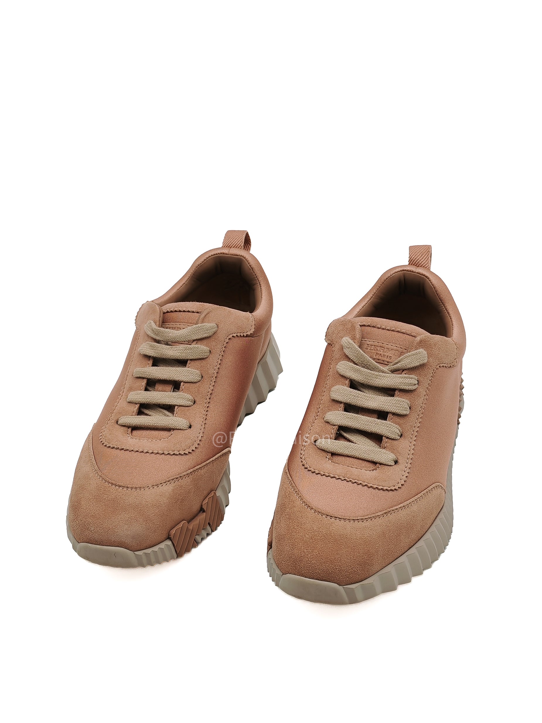 Hermes Rose Bouncing Sneakers in Pink Suede Size 37 EU (23.8cm)