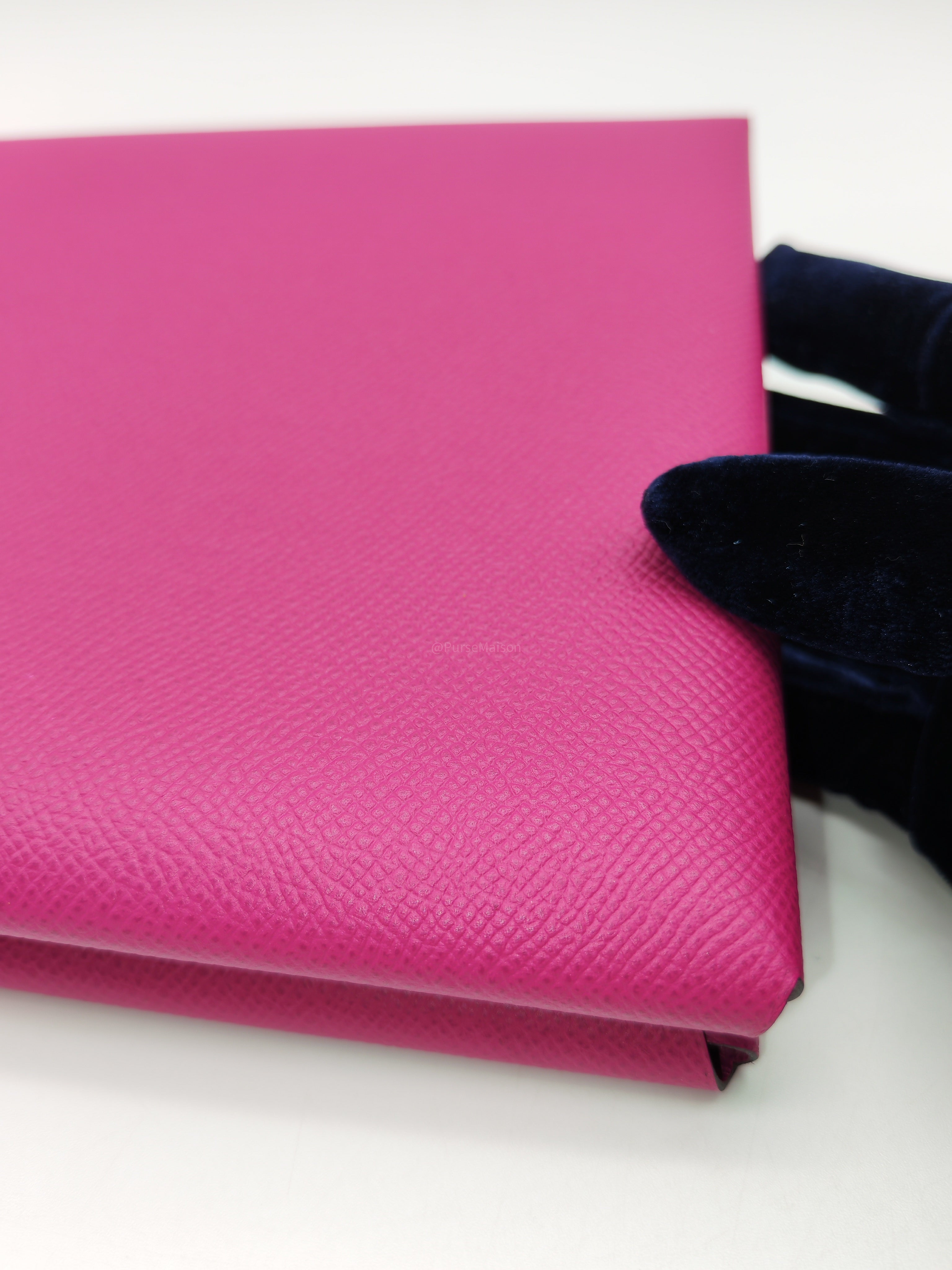 Hermes Calvi Pouch in Rose Pourpre Epsom Leather and Palladium Hardware Stamp C (2018)