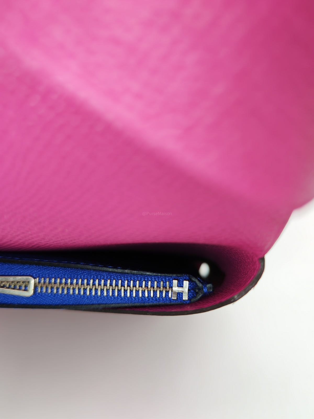 Hermes Calvi Pouch in Rose Pourpre Epsom Leather and Palladium Hardware Stamp C (2018)