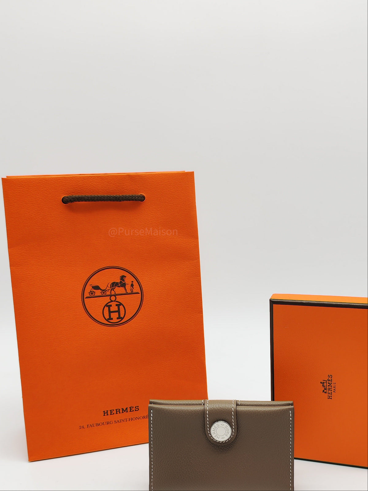 Hermes R.M.S. Card Holder Taupe Evercolor Leather Palladium Hardware Stamp G(2026)