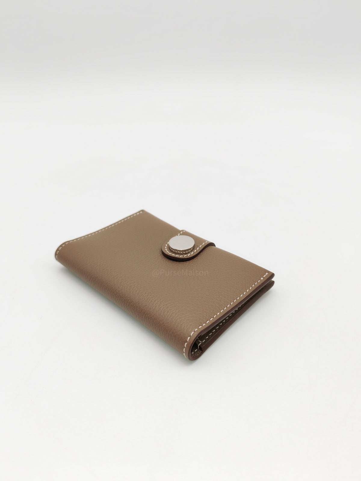 Hermes R.M.S. Card Holder Taupe Evercolor Leather Palladium Hardware Stamp G(2026)