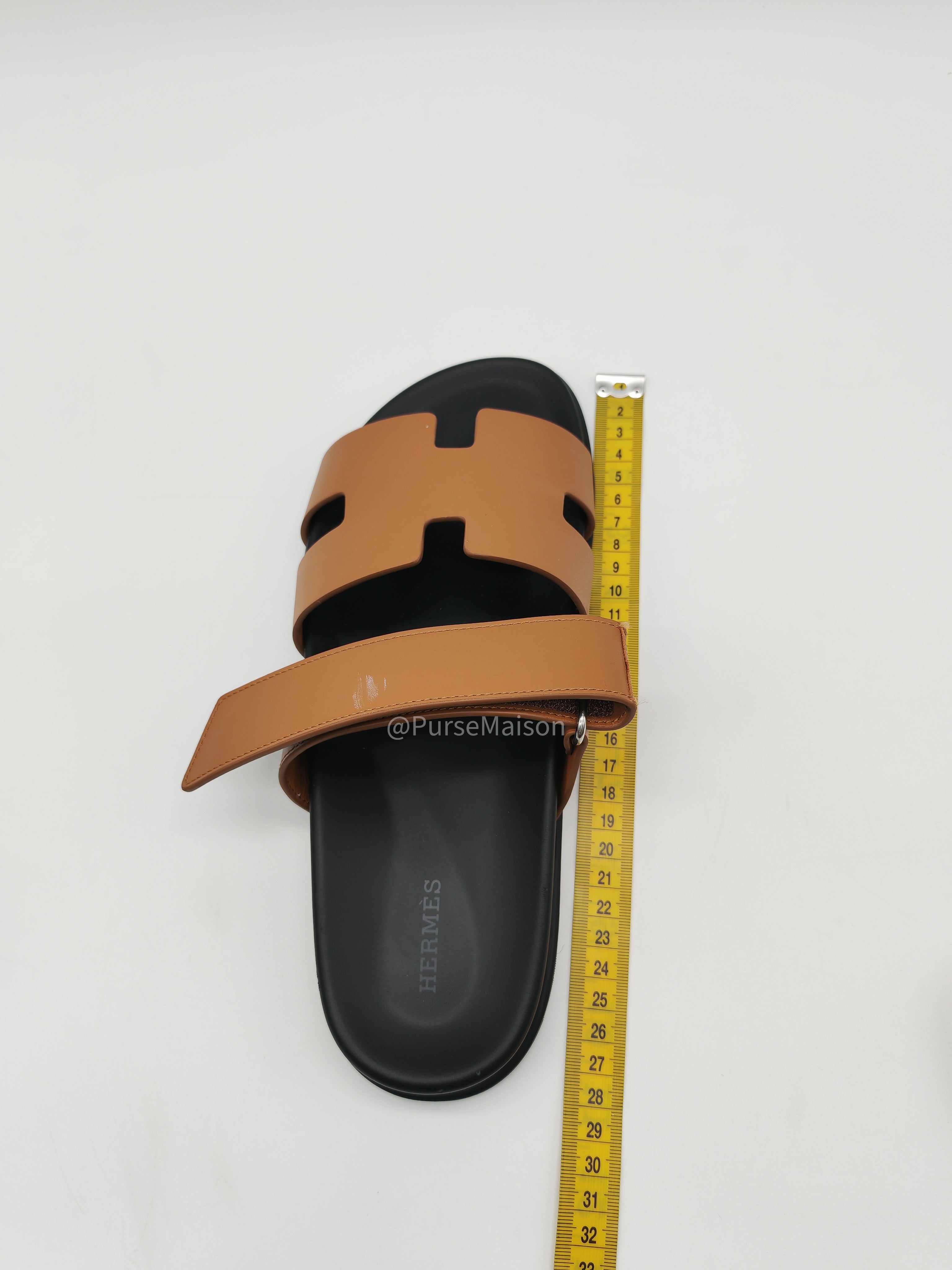 Hermes Chypre Sandal in Gold Calfskin Leather Sandals Size 41 EU (26cm)