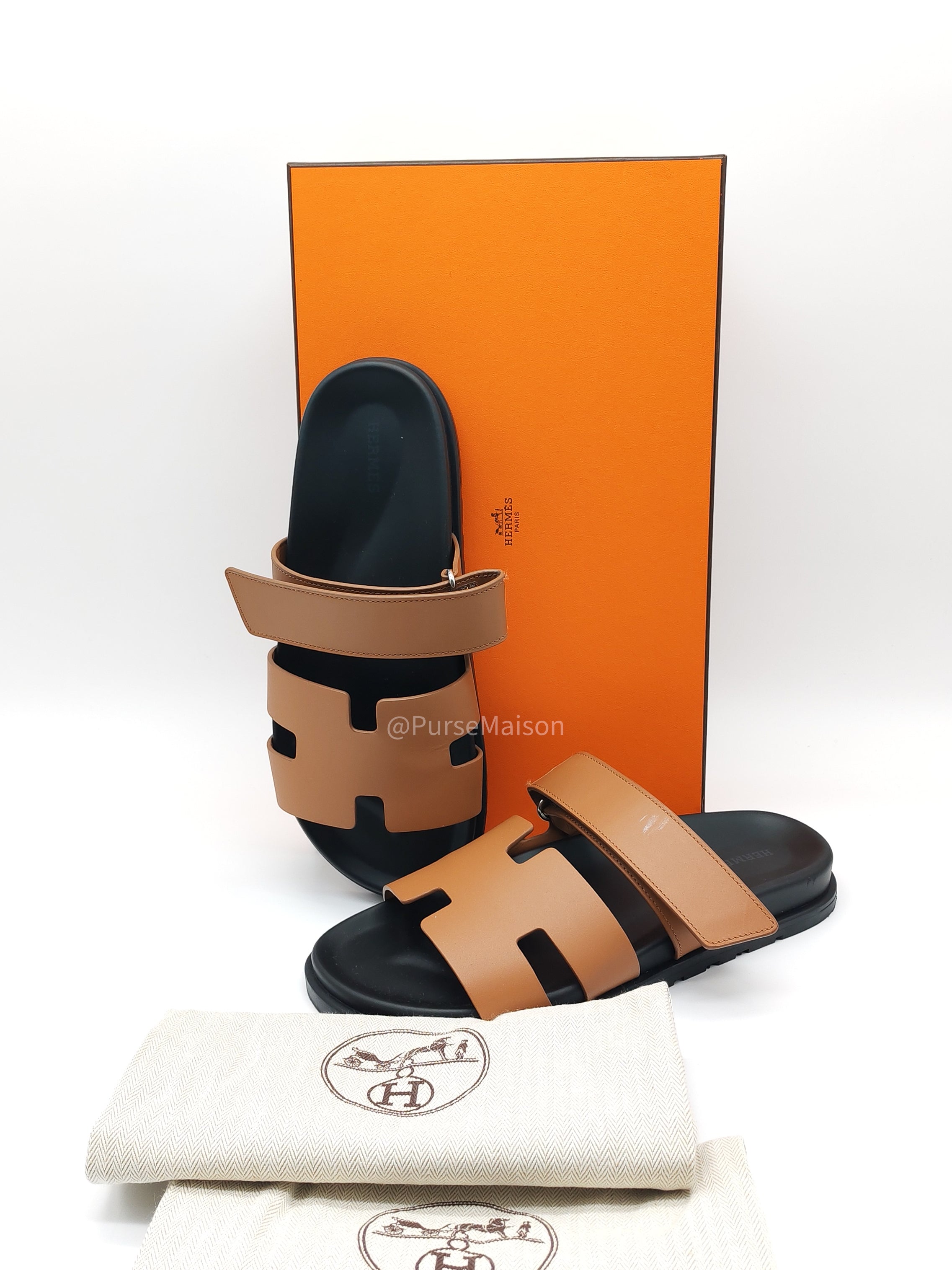 Hermes Chypre Sandal in Gold Calfskin Leather Sandals Size 41 EU (26cm)