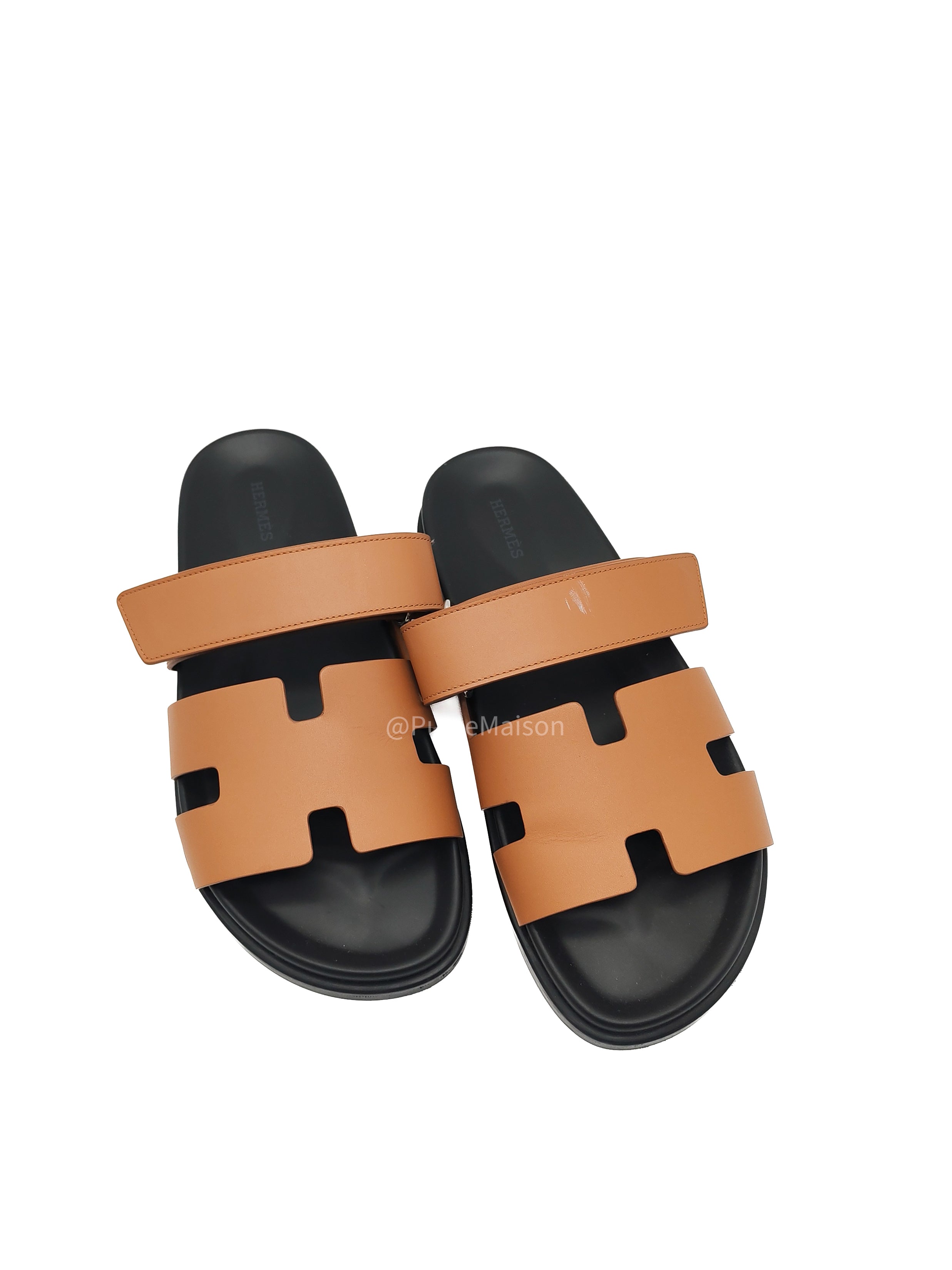 Hermes Chypre Sandal in Gold Calfskin Leather Sandals Size 41 EU (26cm)