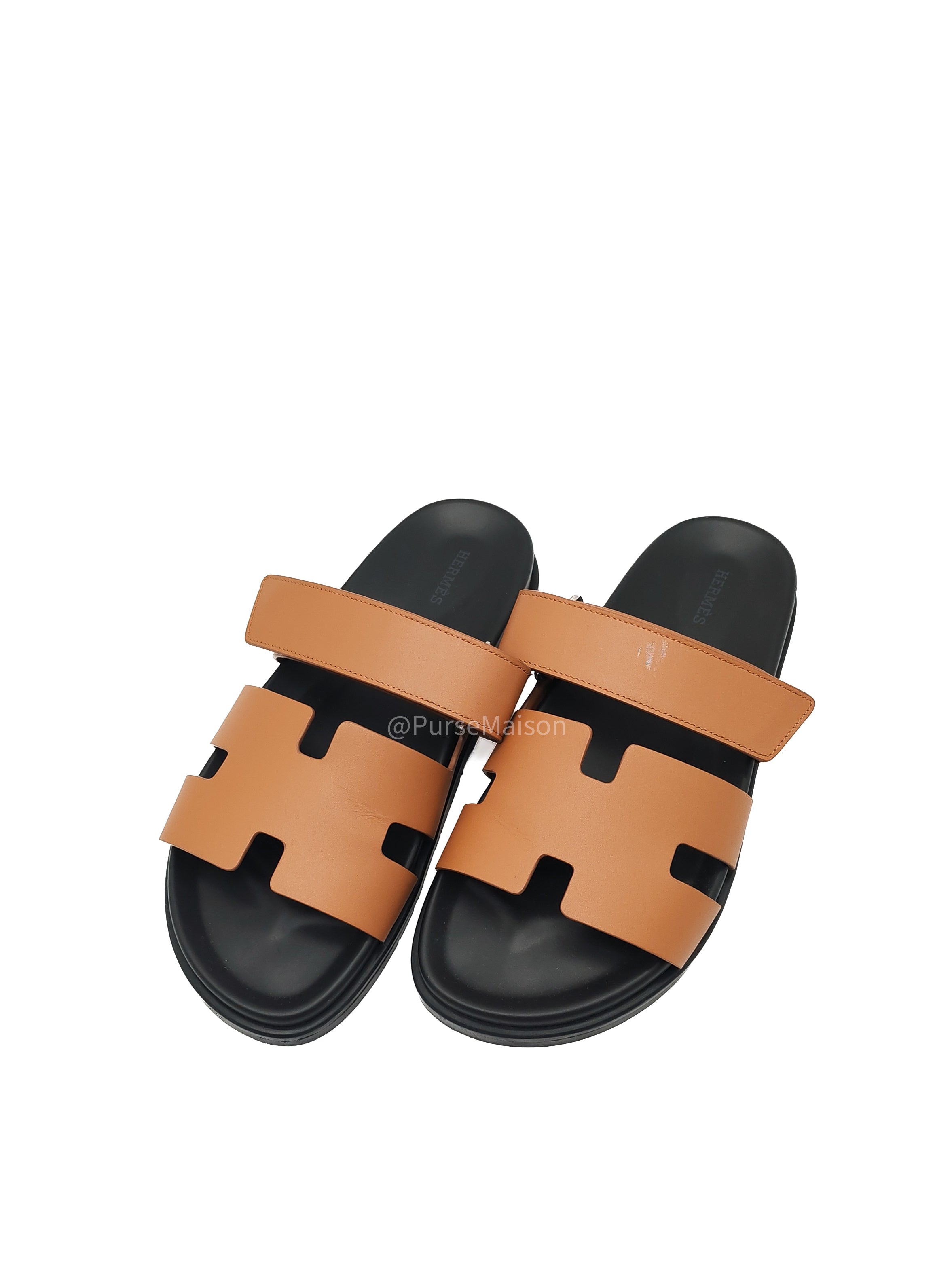 Hermes Chypre Sandal in Gold Calfskin Leather Sandals Size 41 EU (26cm)