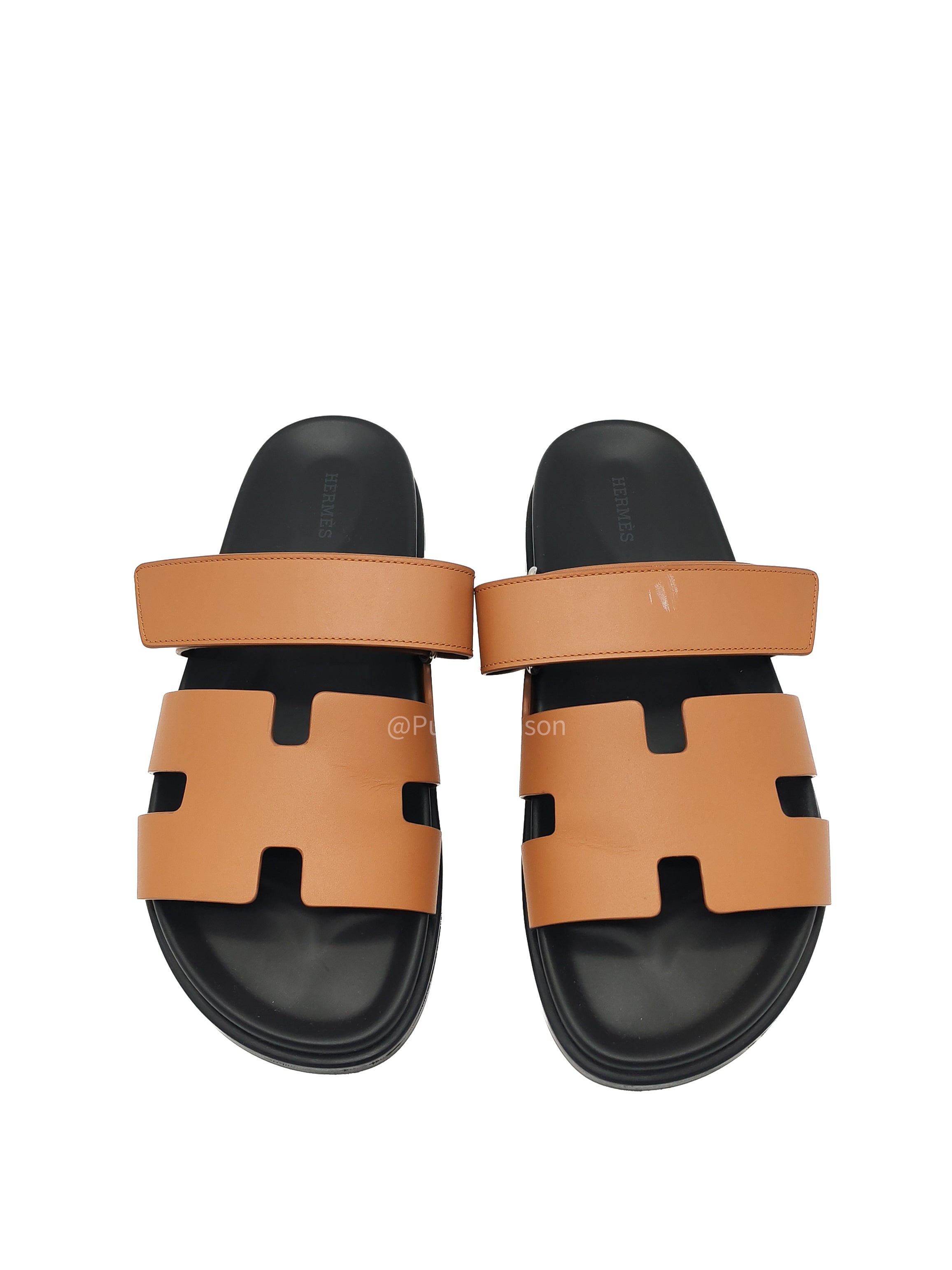 Hermes Chypre Sandal in Gold Calfskin Leather Sandals Size 41 EU (26cm)
